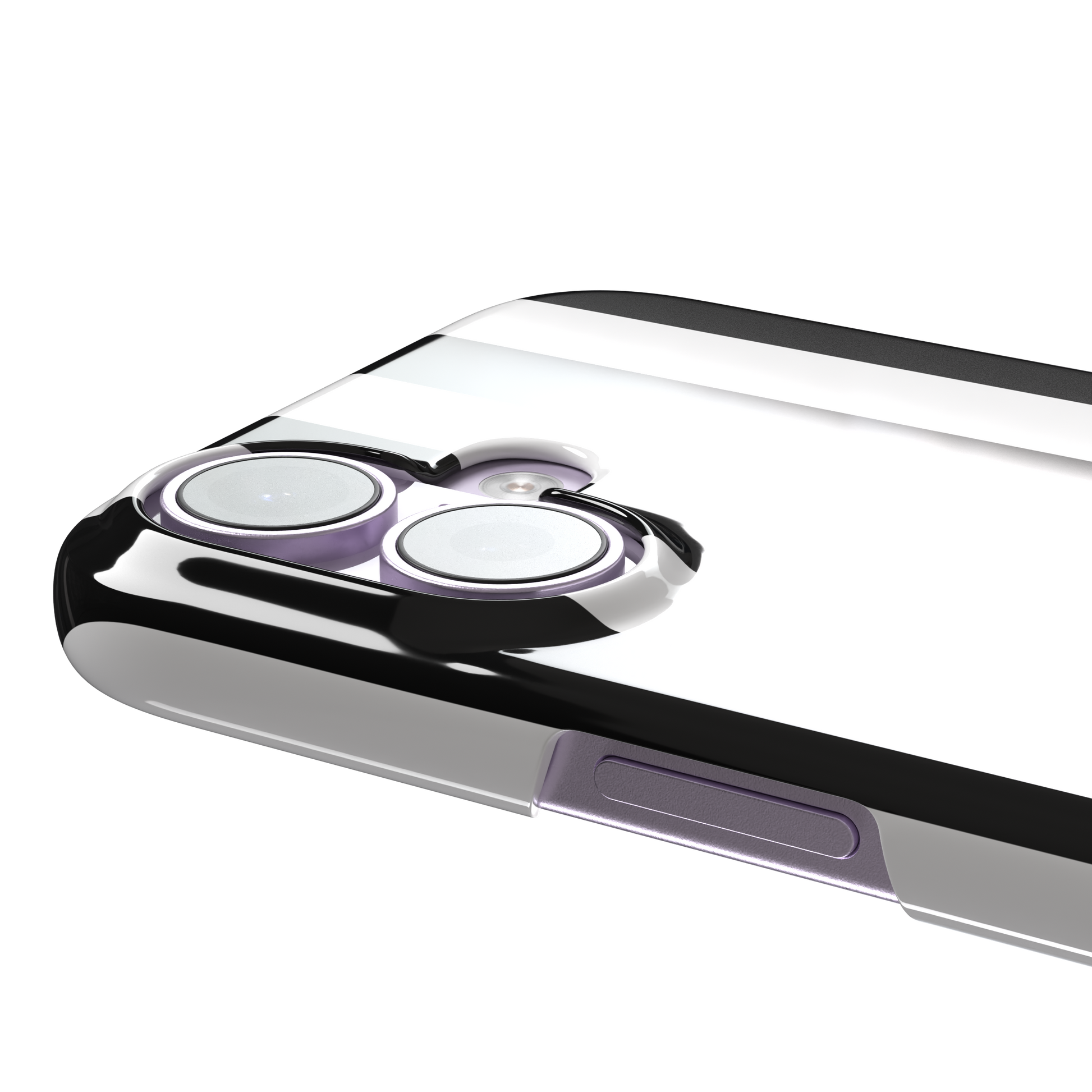 Bold Stripes phone case in black and white vertical stripes on, phone case by Caselier — snap case, volume buttons detail