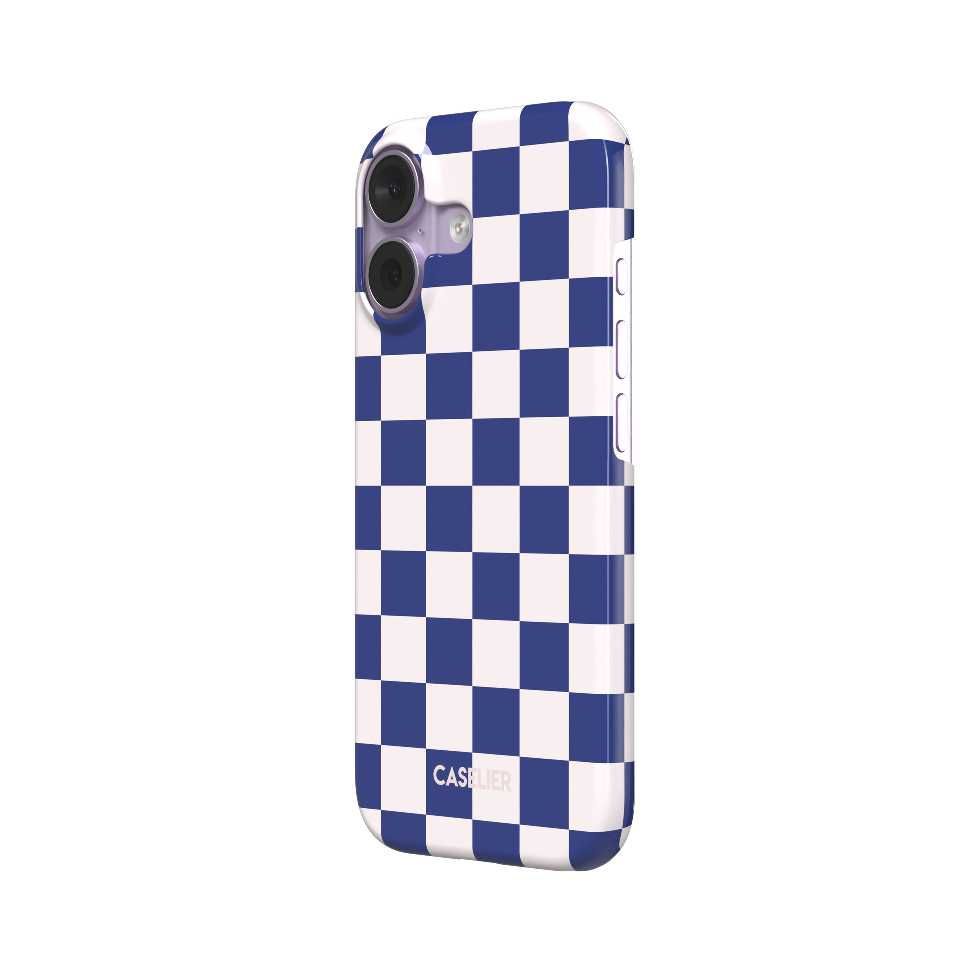 Checkered, navy and cream checkerboard grid pattern, snap case, right view, phone case by Caselier
