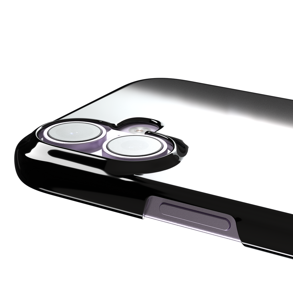 Cute Demon black phone case showing only the red horned devil silhouette at the bottom without text, phone case by Caselier — snap case, volume buttons detail