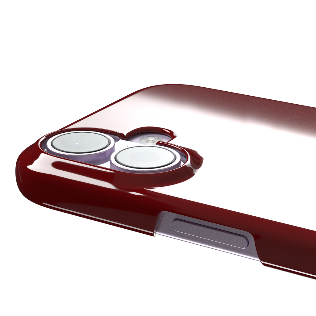 Cute Demon red phone case showing only the black horned devil silhouette at the bottom without text, phone case by Caselier — snap case, volume buttons detail