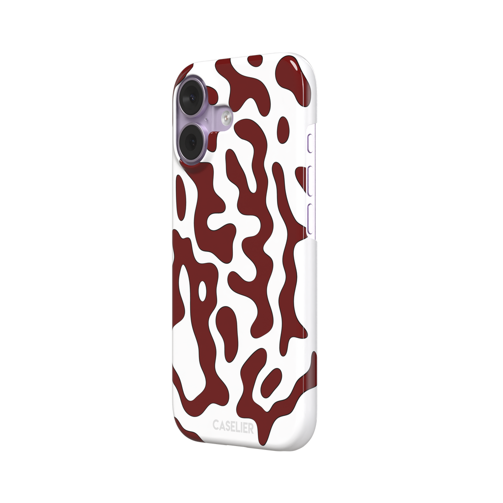 Frog phone case color variant in white with deep burgundy red wavy animal print pattern, phone case by Caselier — snap case, right view