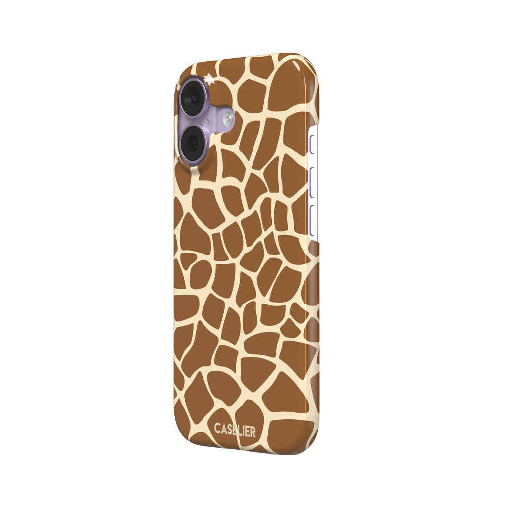 Giraffe print phone case in golden brown and cream mosaic pattern, phone case by Caselier — snap case, right view