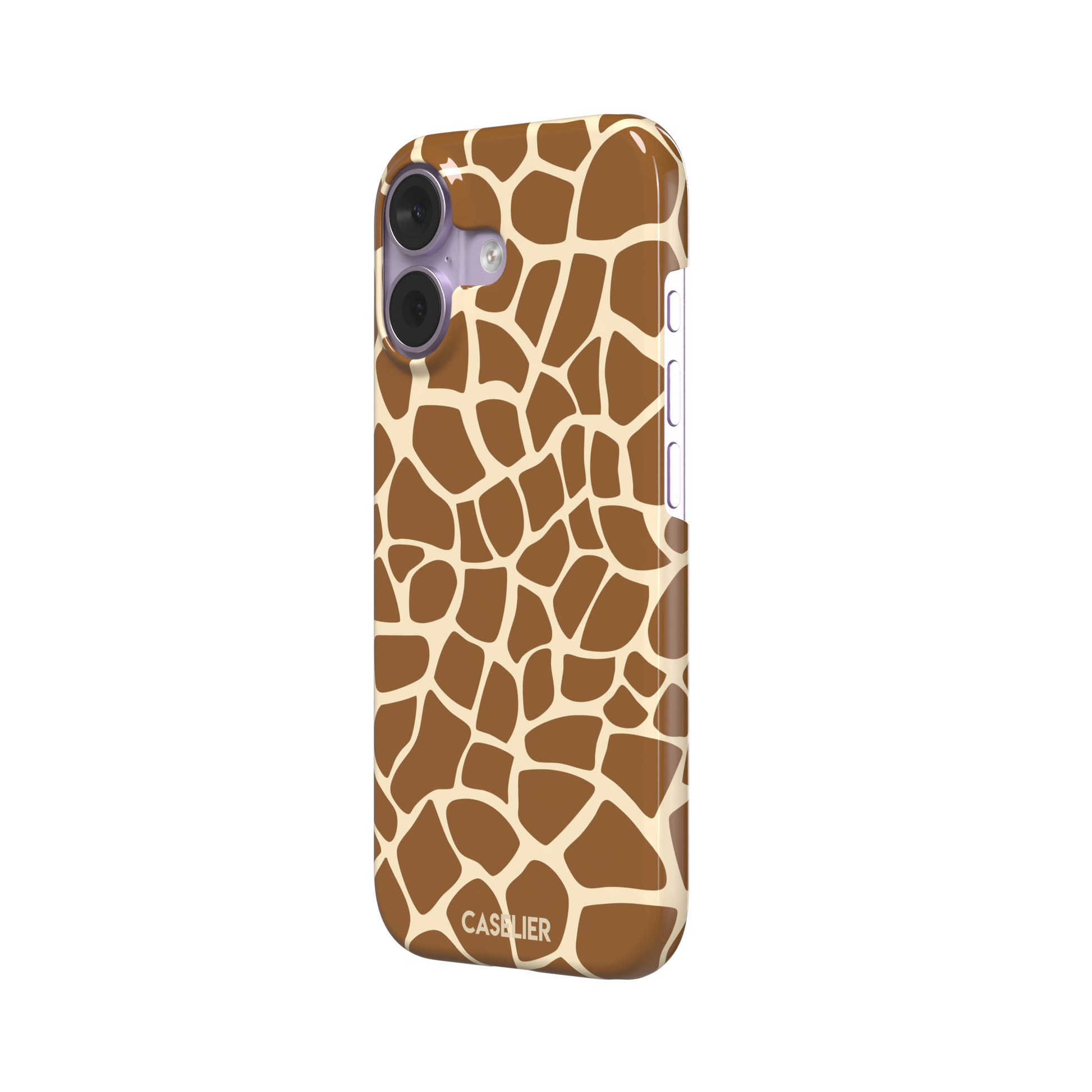 Giraffe print phone case in golden brown and cream mosaic pattern, phone case by Caselier — snap case, right view