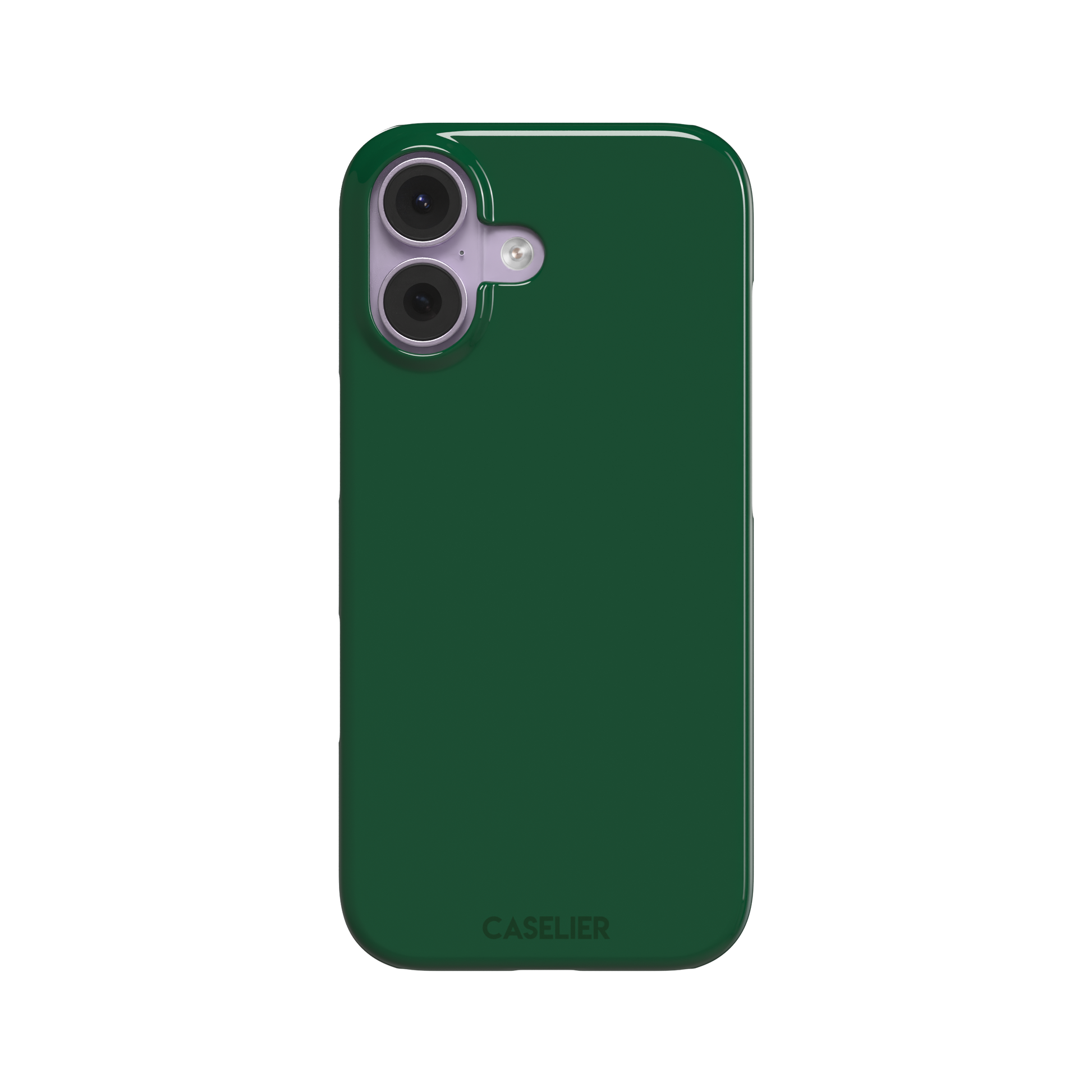 Solid deep forest green color variant of the green phone case, front view on iPhone, phone case by Caselier — snap case, front view