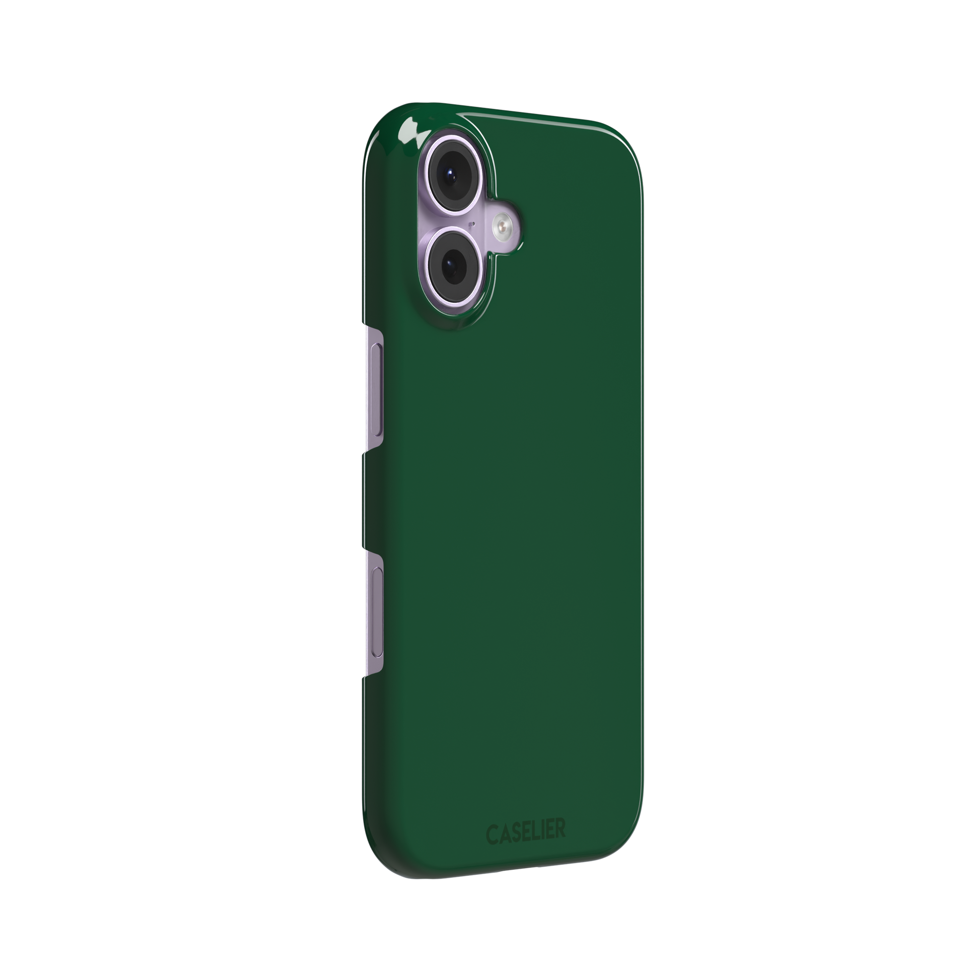 Solid deep forest green color variant of the green phone case, front view on iPhone, phone case by Caselier — snap case, left view