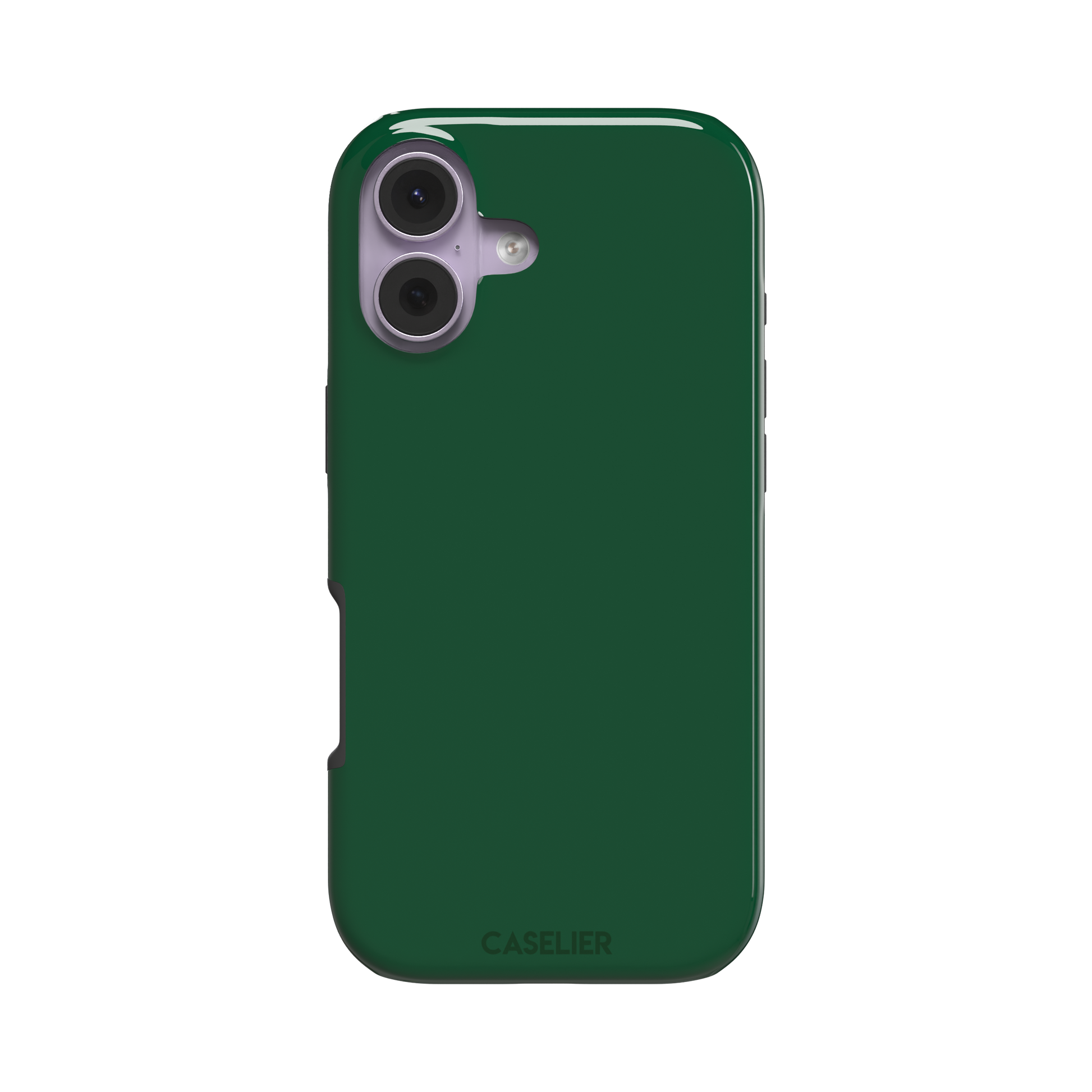 Solid deep forest green color variant of the green phone case, front view on iPhone, phone case by Caselier — tough case, front view