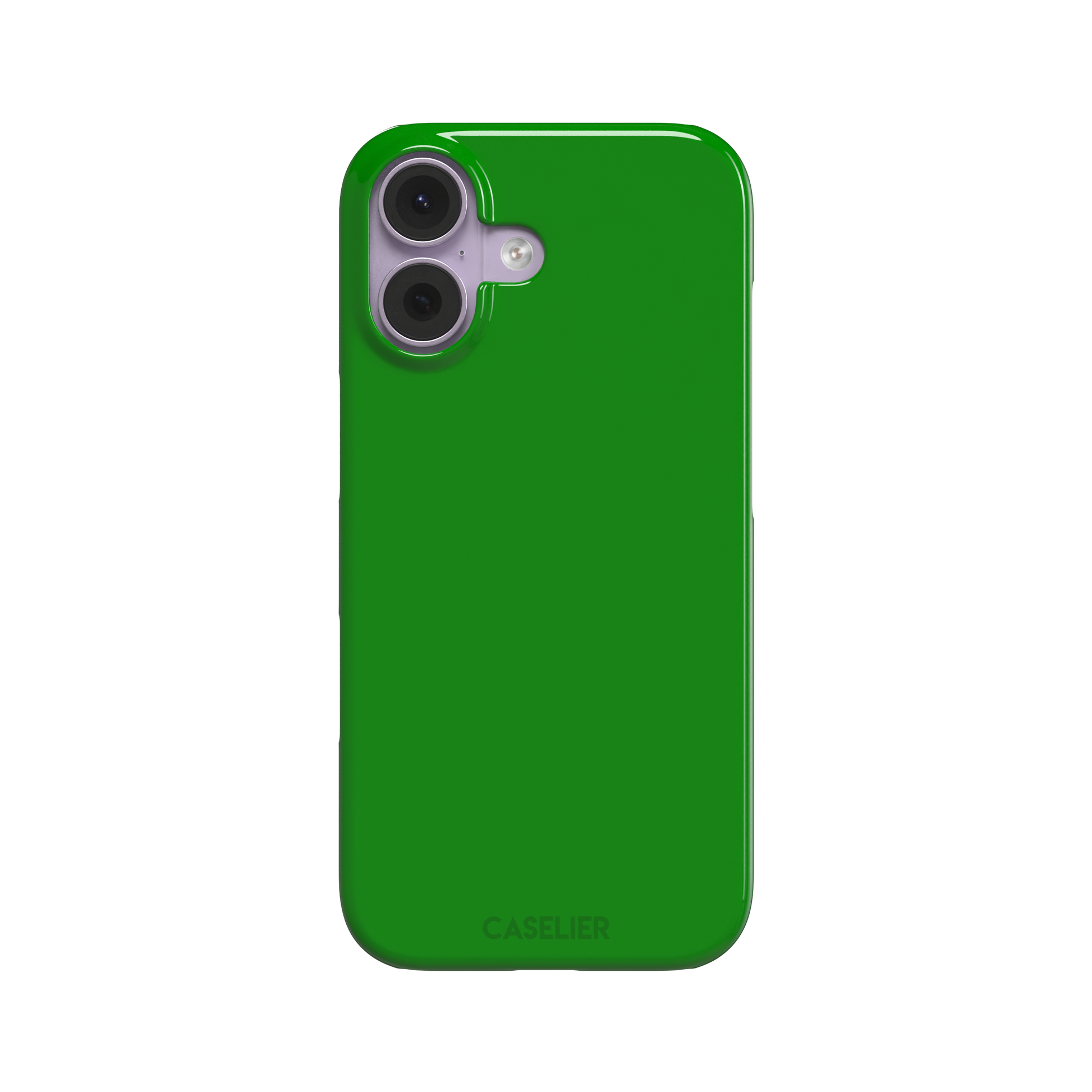 Solid vivid kelly green color variant of the green phone case, front view on iPhone, phone case by Caselier — snap case, front view