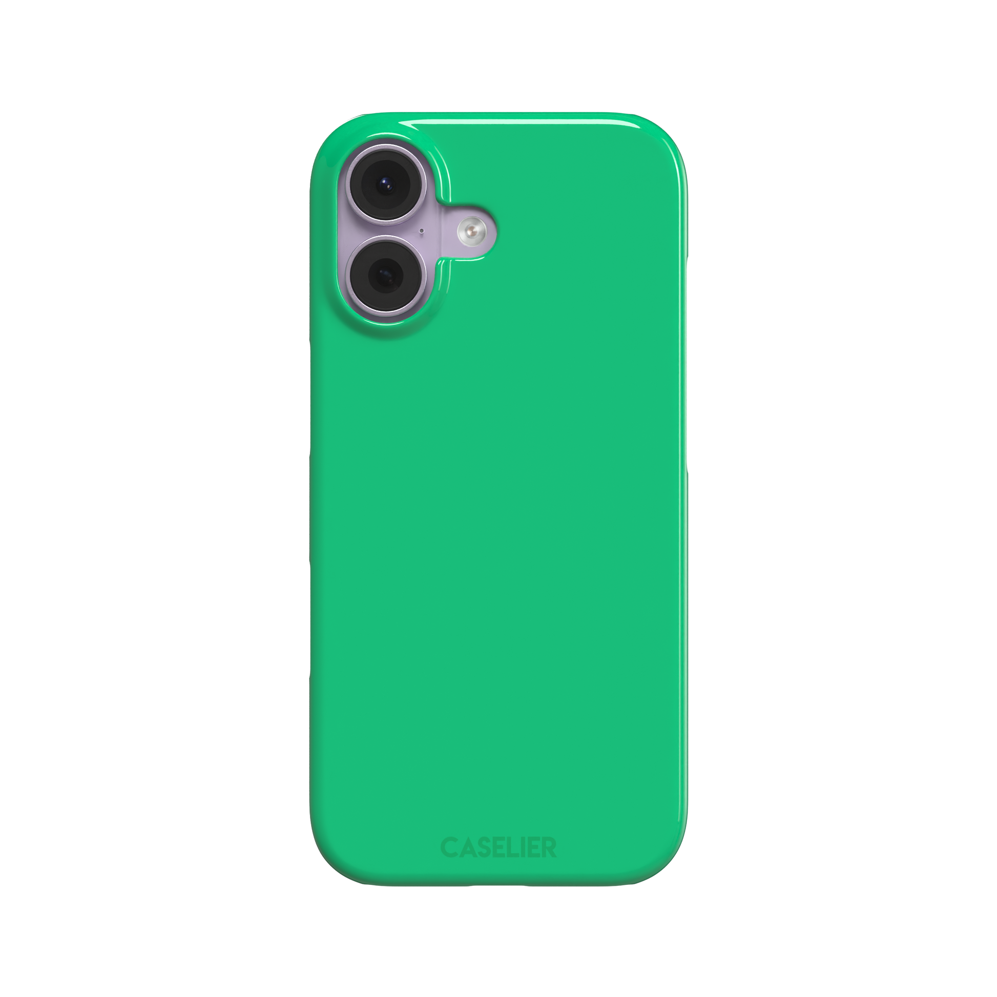 Solid emerald mint green color variant of the green phone case, front view on iPhone, phone case by Caselier — snap case, front view