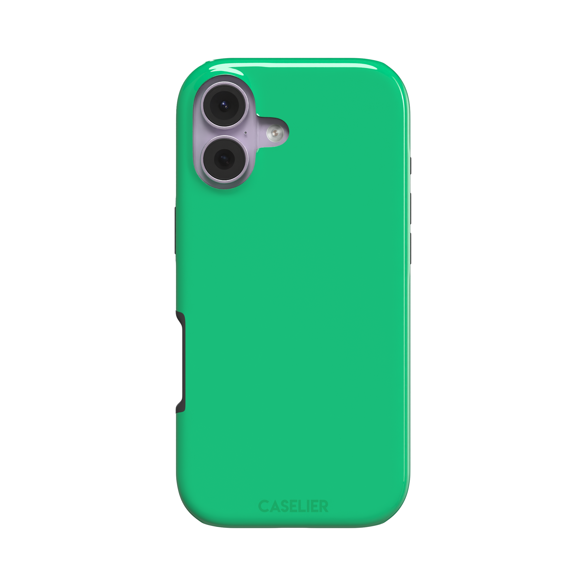 Solid emerald mint green color variant of the green phone case, front view on iPhone, phone case by Caselier — tough case, front view