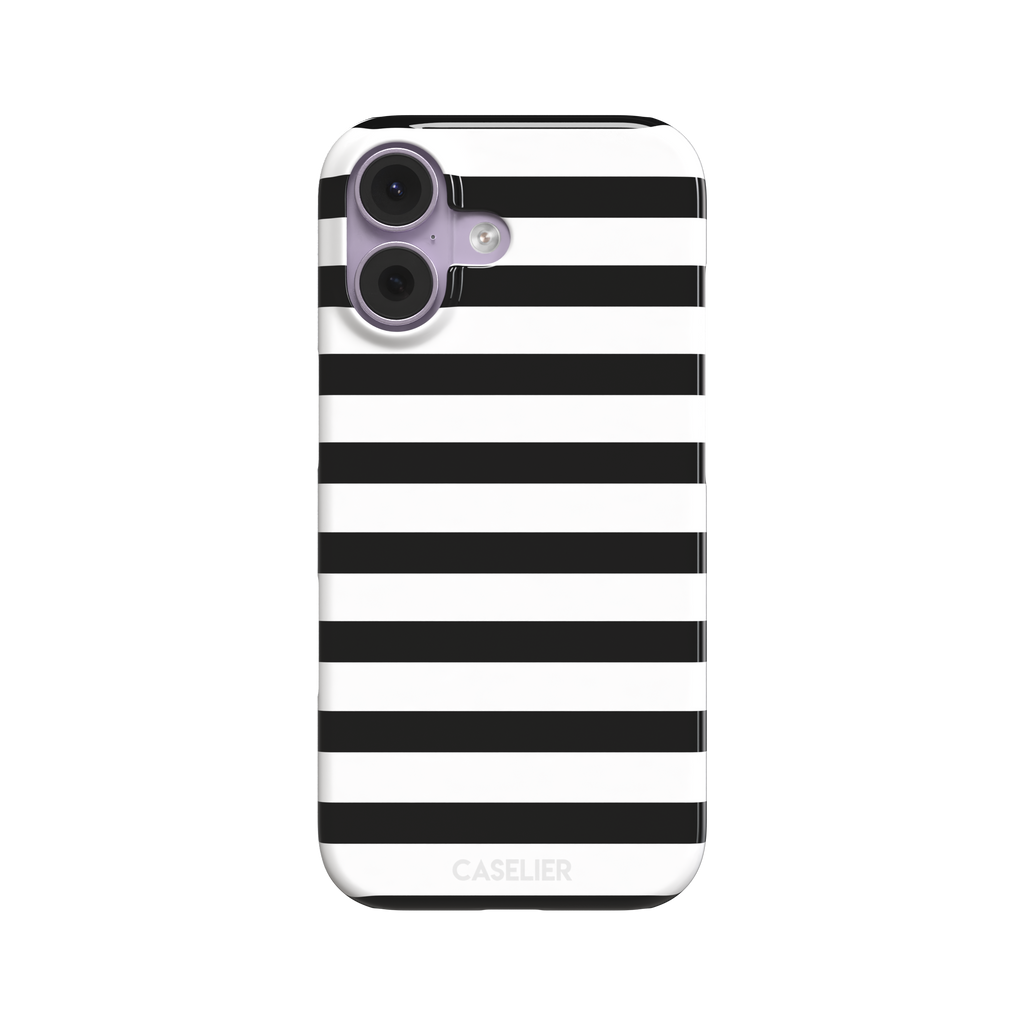 Horizontal Stripes phone case in black and white bold horizontal, phone case by Caselier — snap case, front view