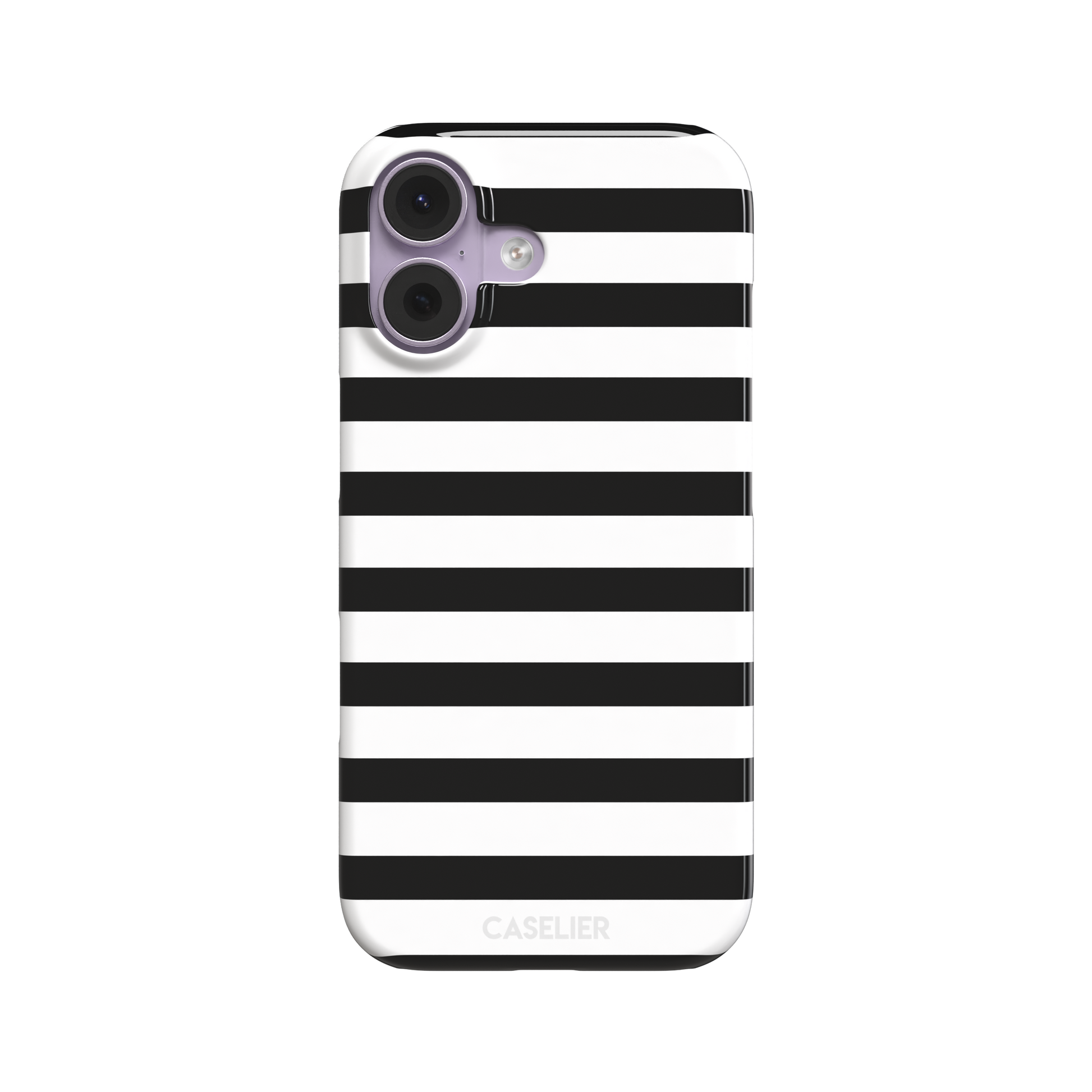 Horizontal Stripes phone case in black and white bold horizontal, phone case by Caselier — snap case, front view