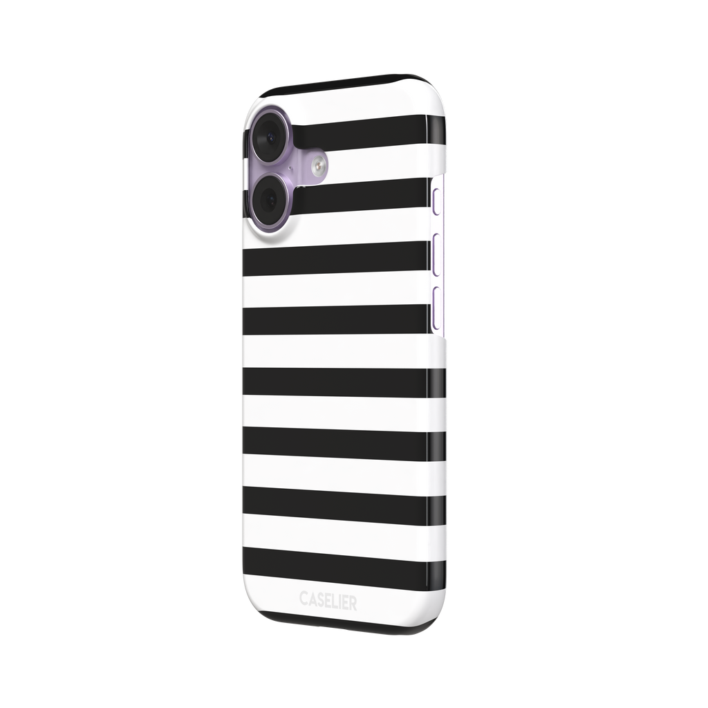 Horizontal Stripes phone case in black and white bold horizontal, phone case by Caselier — snap case, right view