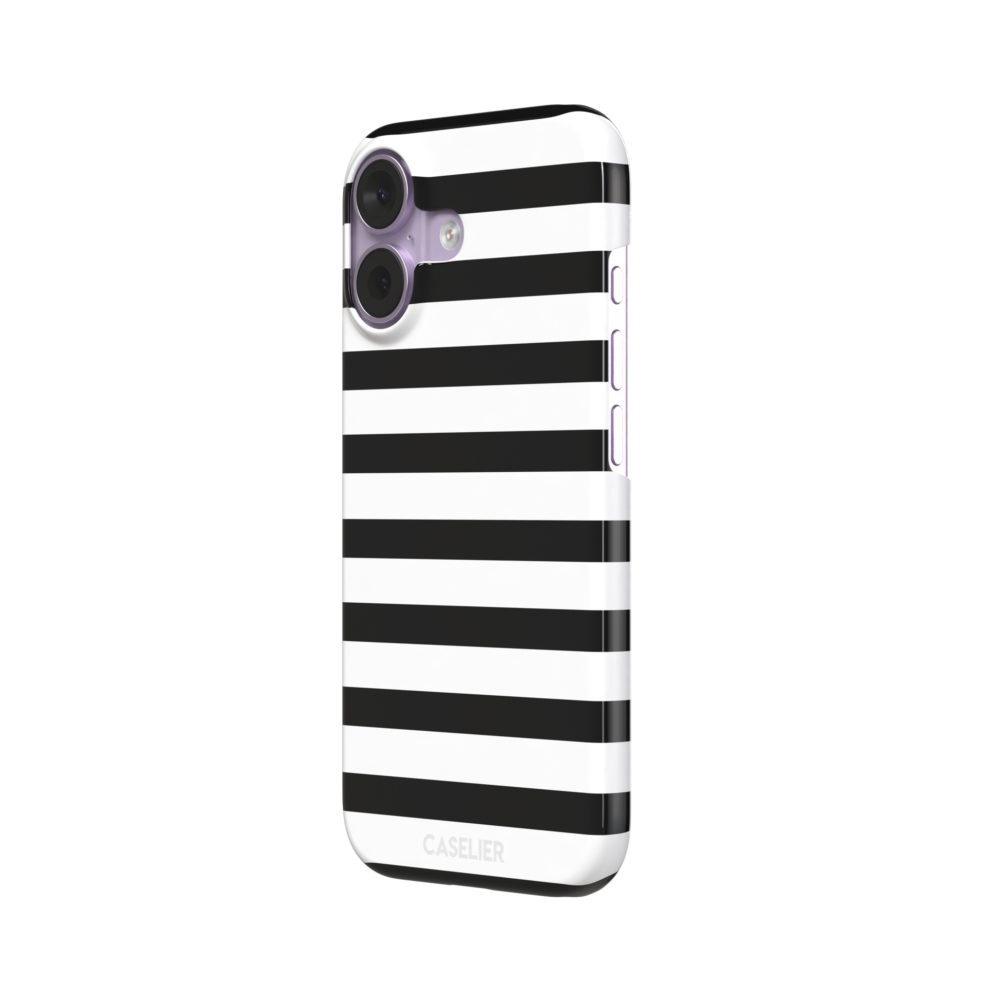 Horizontal Stripes phone case in black and white bold horizontal, phone case by Caselier — snap case, right view