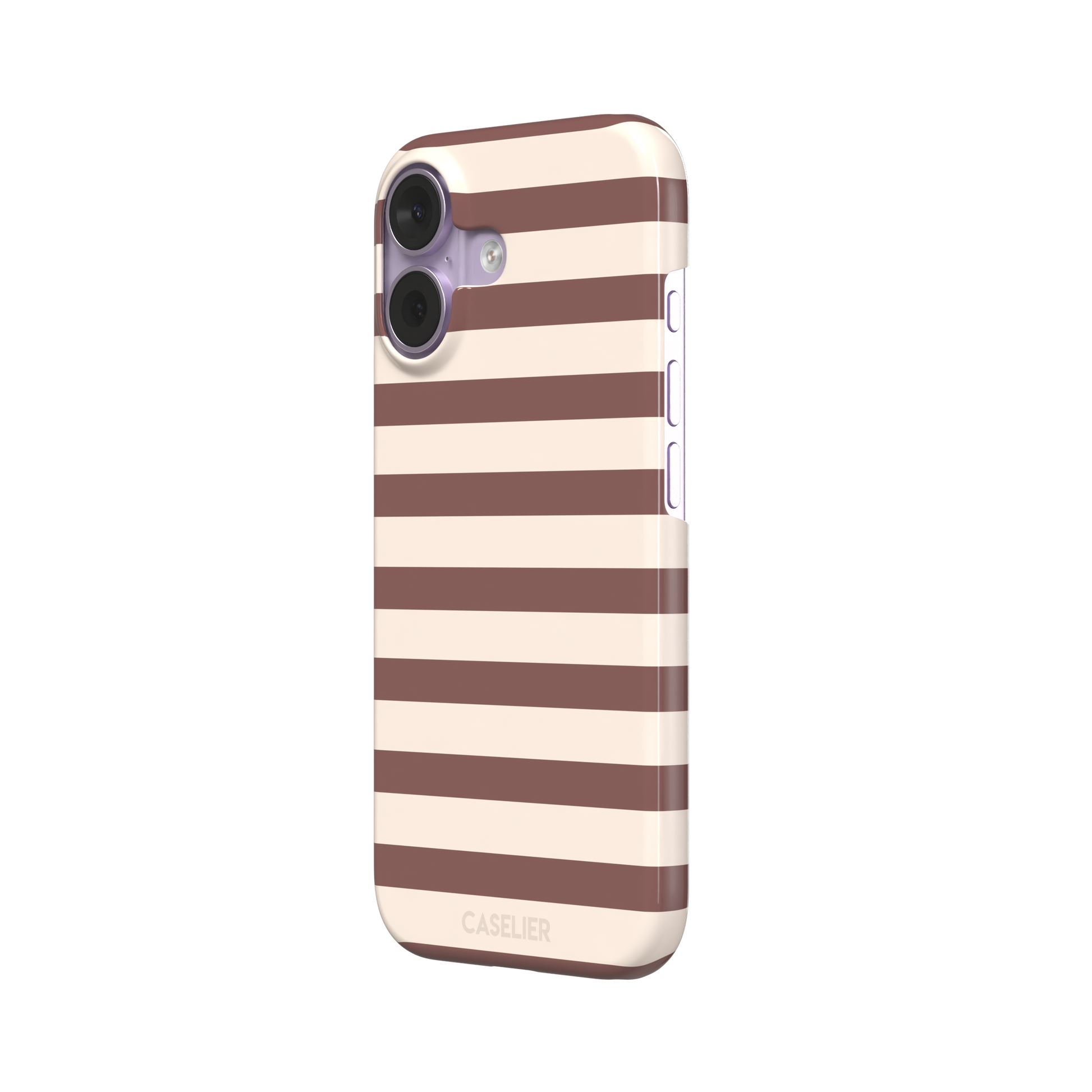 Horizontal Stripes phone case in warm mauve and cream bold horizontal bands, phone case by Caselier — snap case, right view