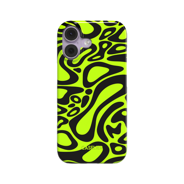 Lando Norris phone case with neon yellow-green and black abstract swirl pattern covering the full case, glossy finish, phone case by Caselier - snap case, front view | Caselier