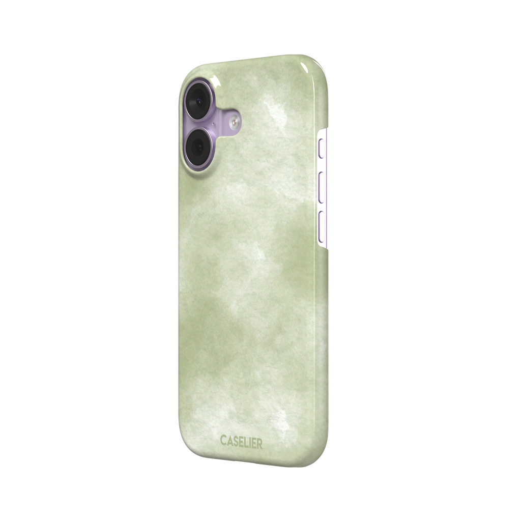 Moss soft sage green watercolor wash phone case, by Caselier — snap case, right view
