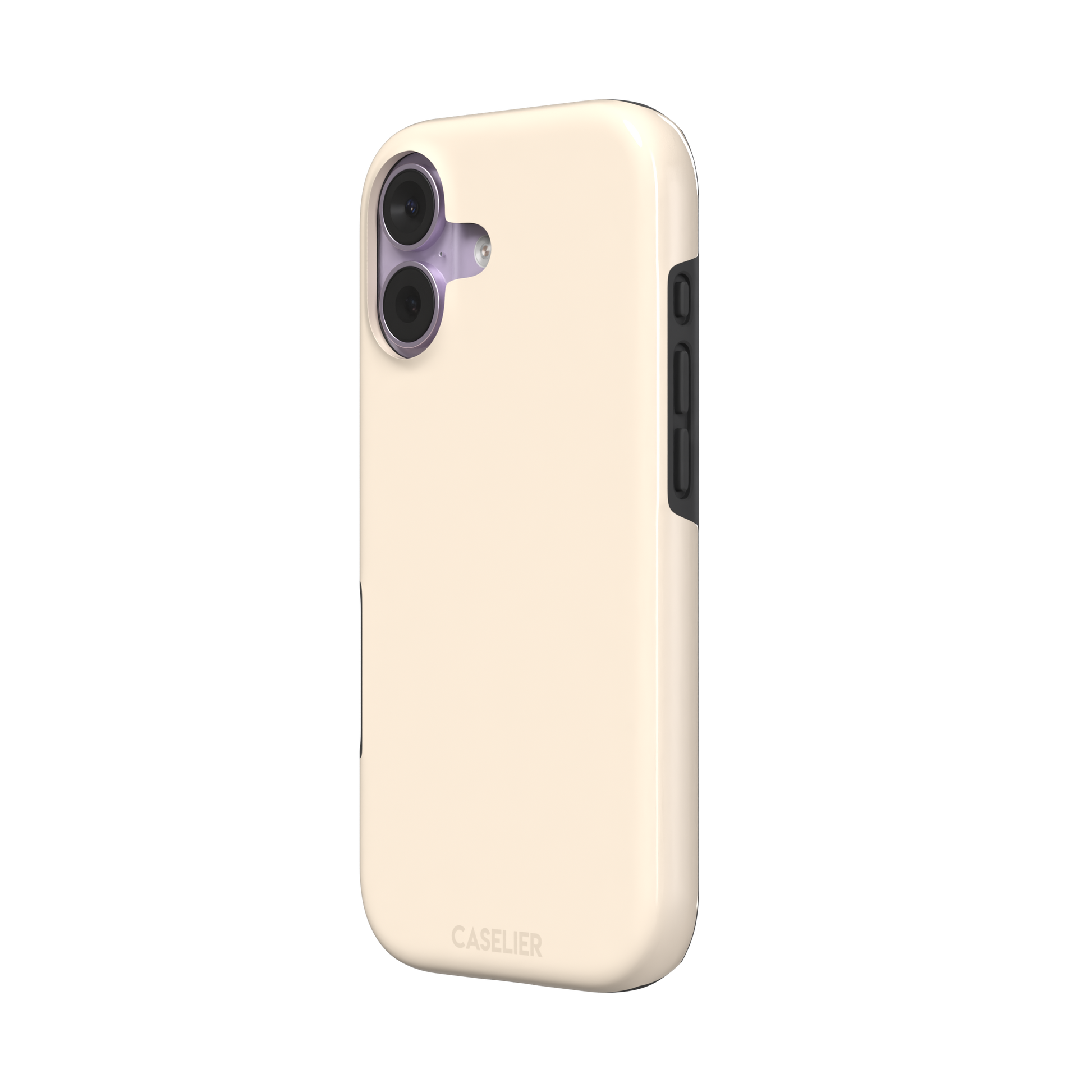 Solid warm cream phone case with soft matte finish on iPhone, phone case by Caselier — tough case, right view