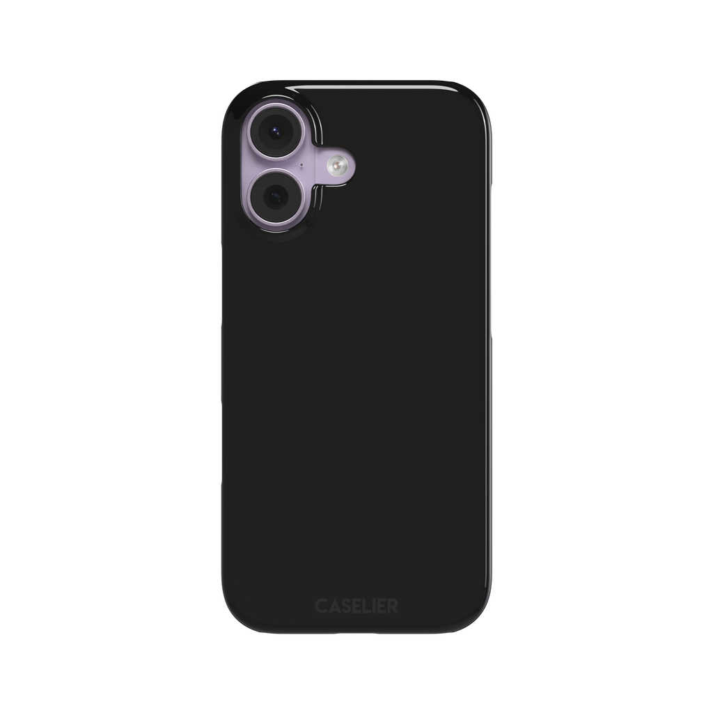Solid matte black phone case with smooth minimal finish on iPhone, phone case by Caselier — snap case, front view
