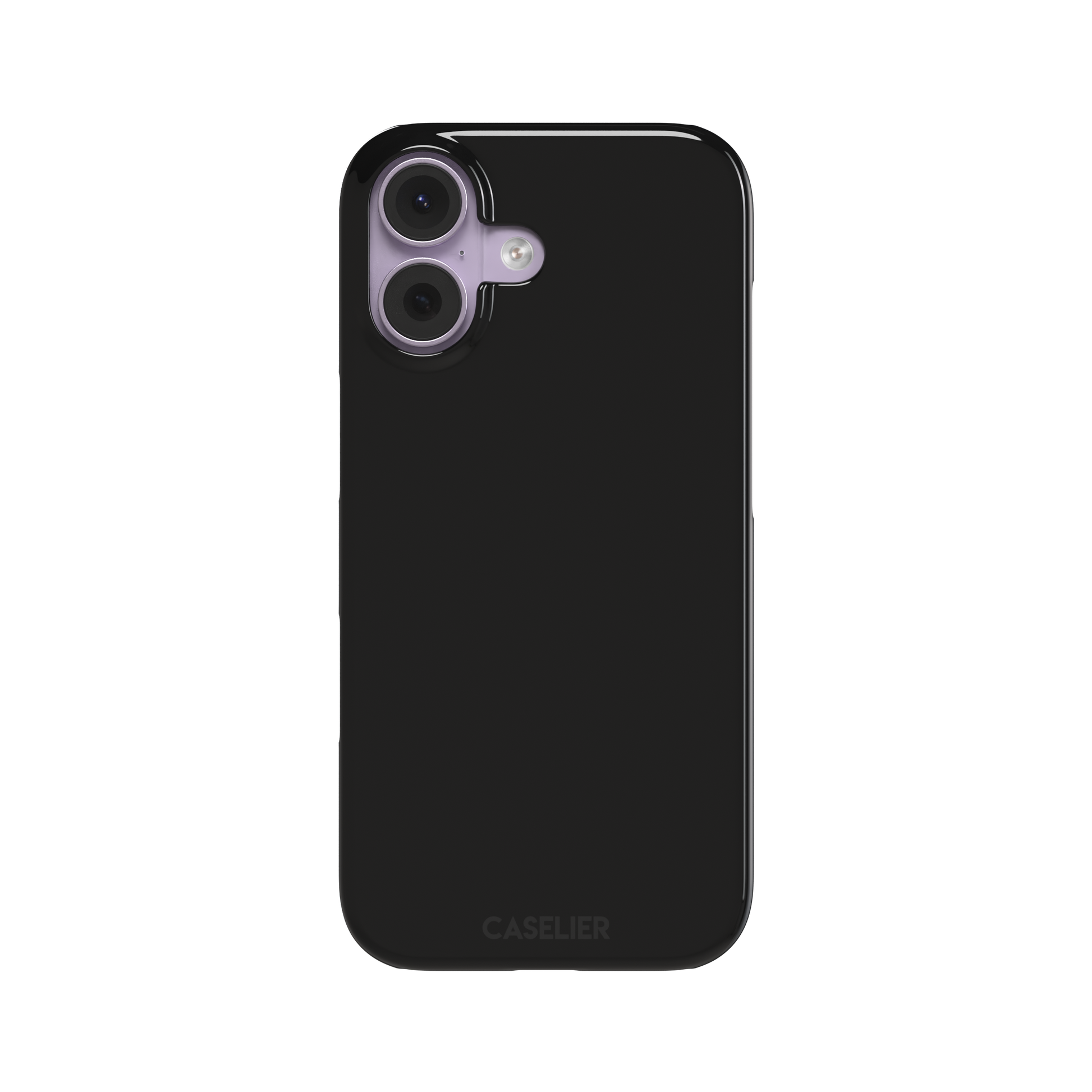 Solid matte black phone case with smooth minimal finish on iPhone, phone case by Caselier — snap case, front view
