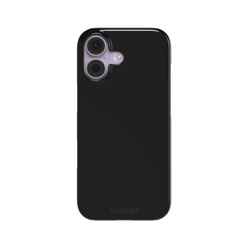 Solid matte black phone case with smooth minimal finish on iPhone, phone case by Caselier — snap case, front view