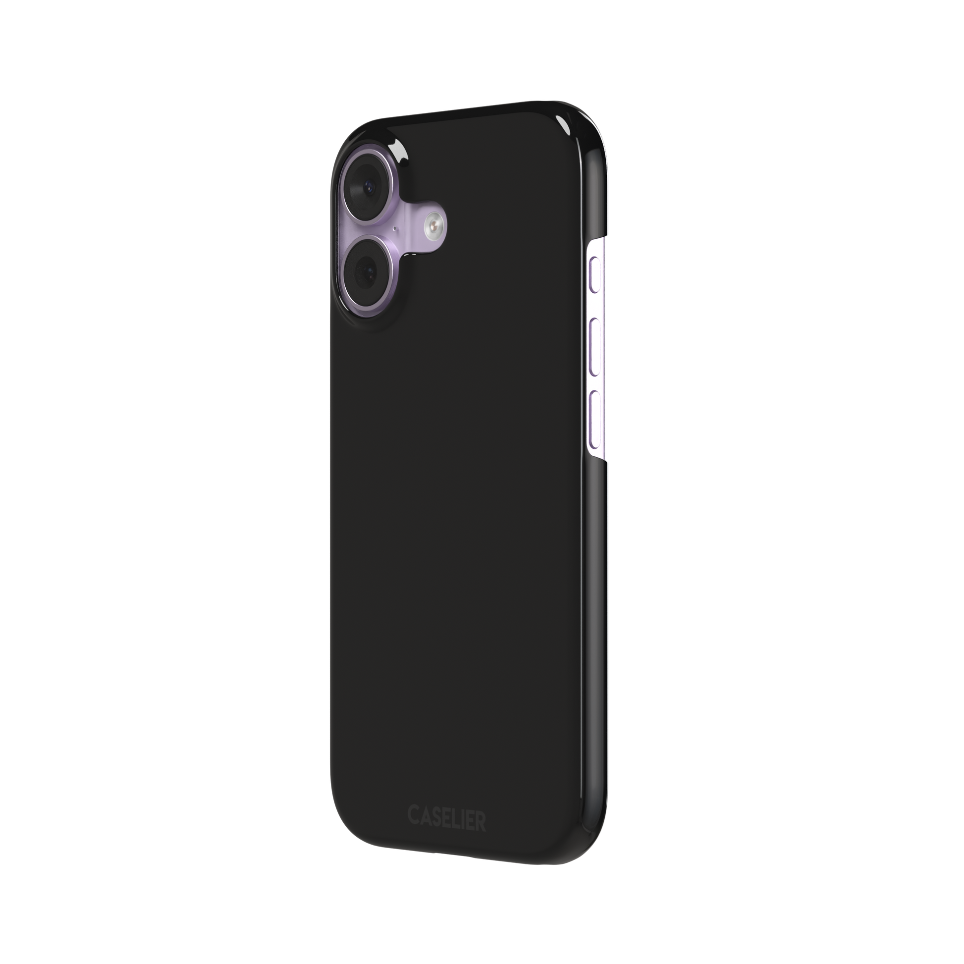 Solid matte black phone case with smooth minimal finish on iPhone, phone case by Caselier — snap case, right view