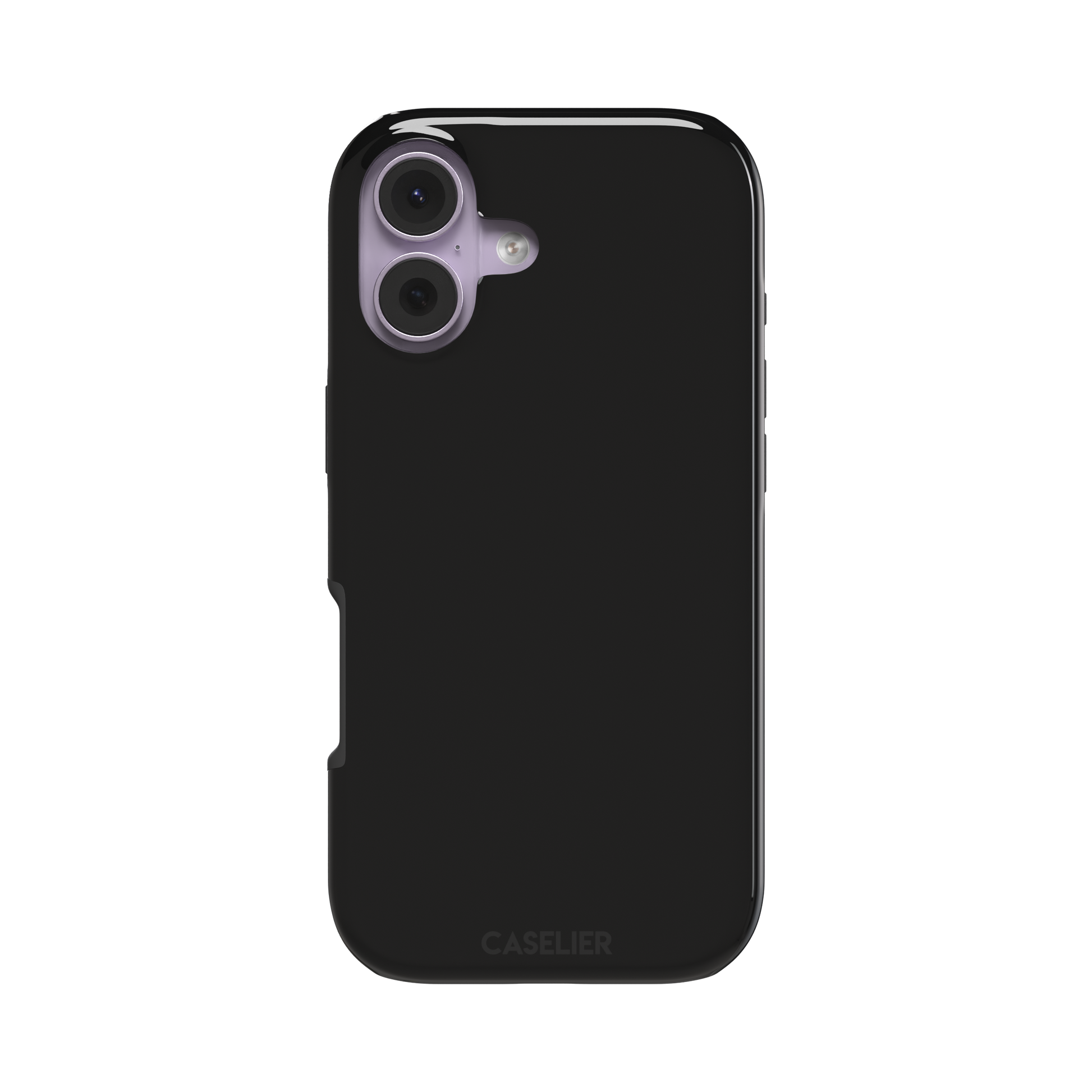 Solid matte black phone case with smooth minimal finish on iPhone, phone case by Caselier — tough case, front view