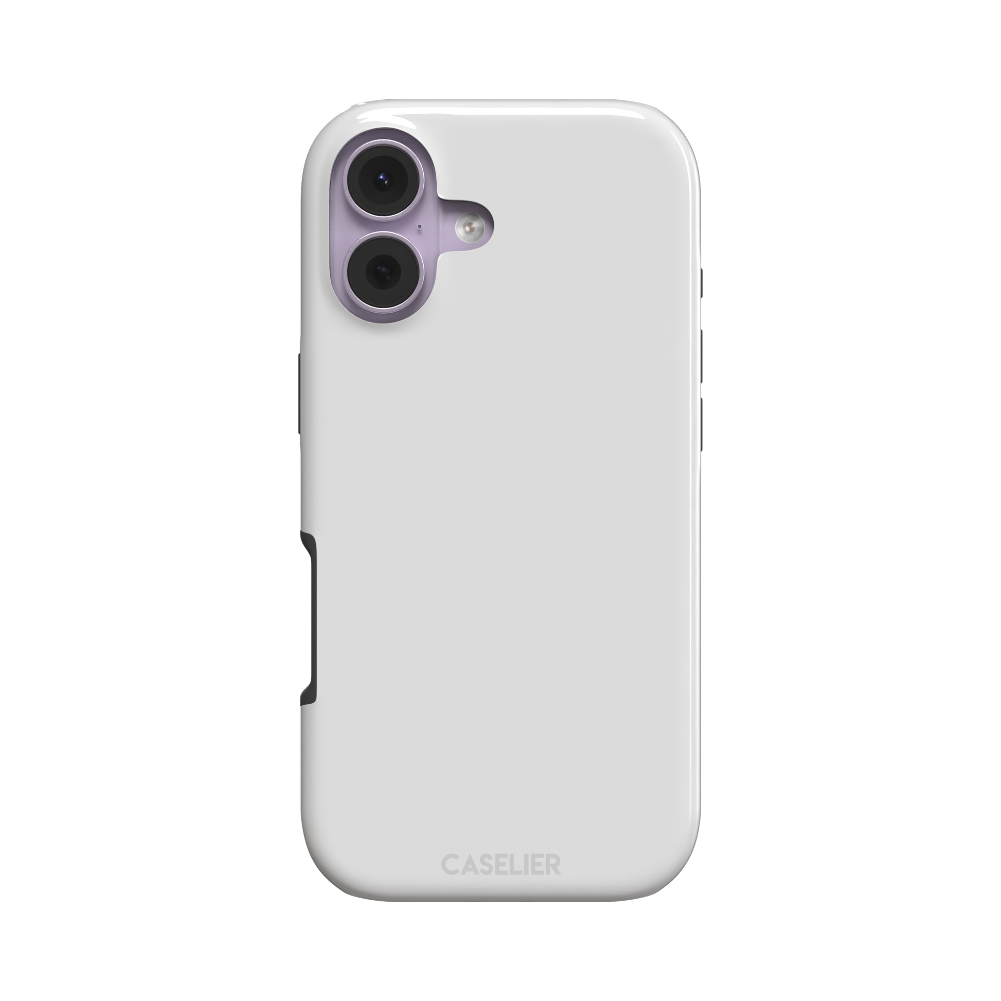 Solid light silver-grey phone case with minimal matte finish on iPhone, phone case by Caselier — tough case, front view