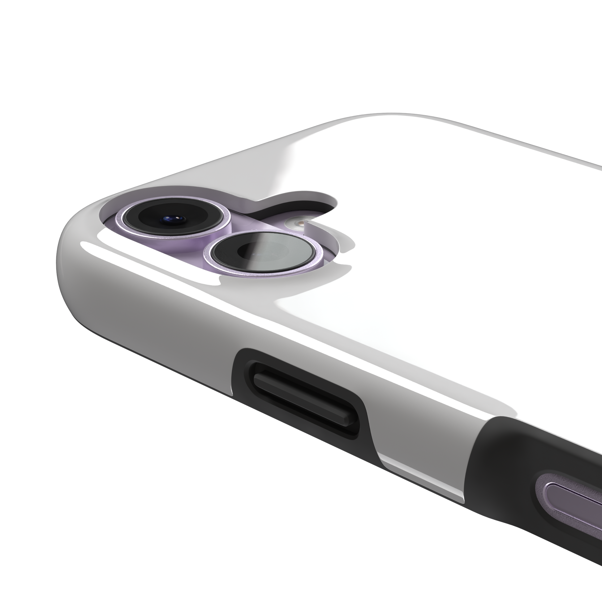 Solid light silver-grey phone case with minimal matte finish on iPhone, phone case by Caselier — tough case, volume buttons detail