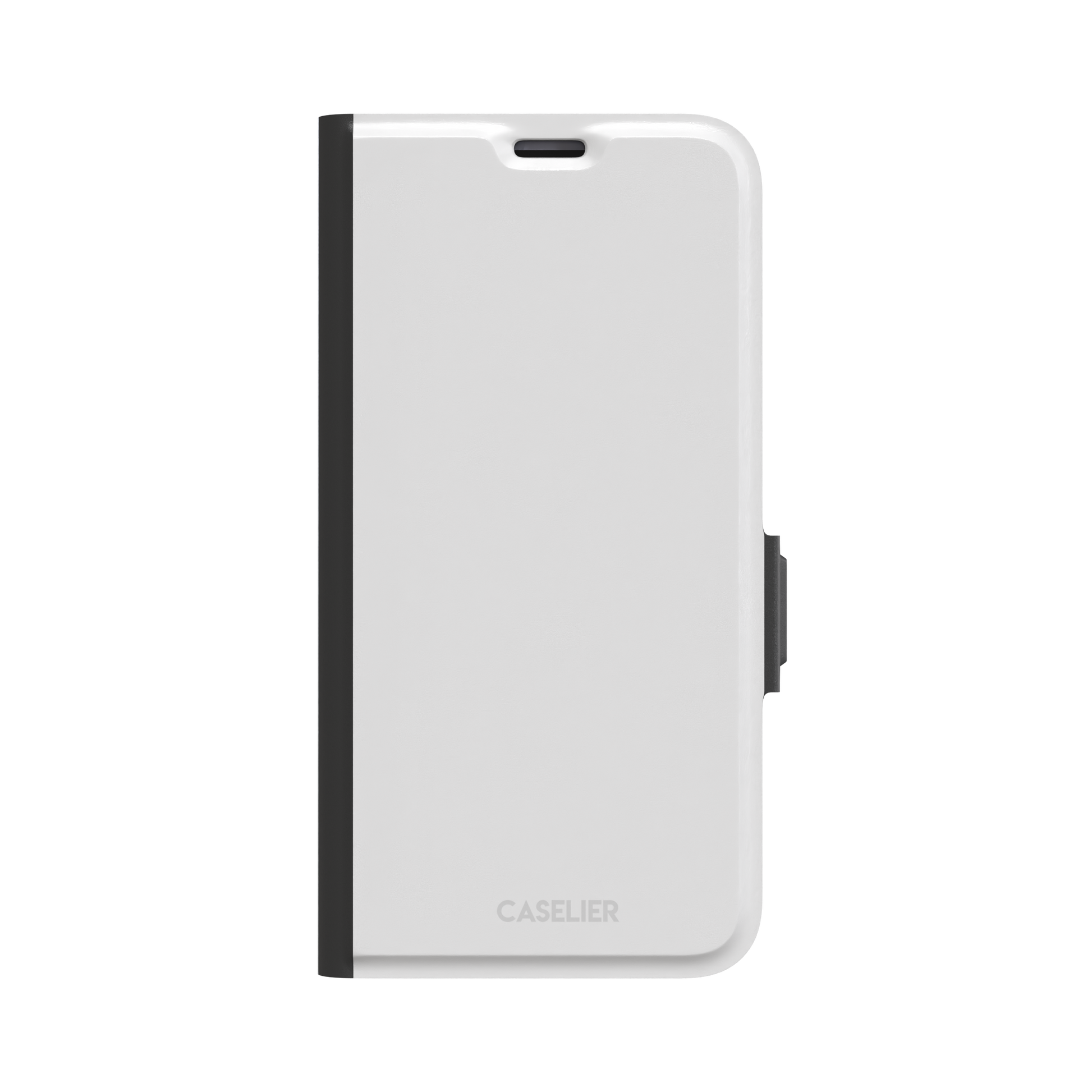 Solid light silver-grey phone case with minimal matte finish on iPhone, phone case by Caselier — wallet case, front view