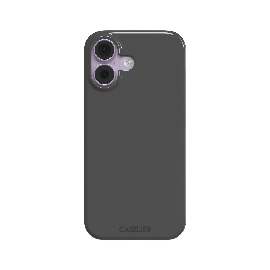 Solid medium grey phone case with clean matte finish on iPhone, phone case by Caselier — snap case, front view