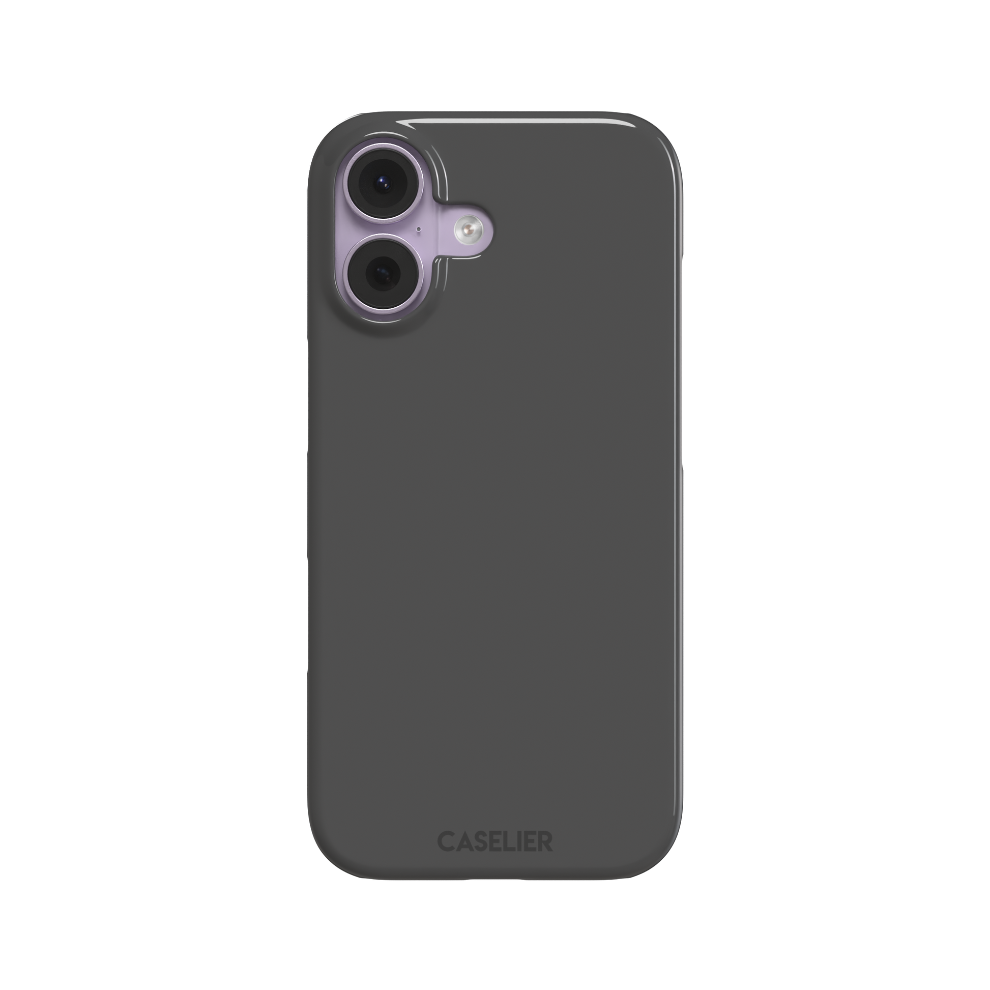 Solid medium grey phone case with clean matte finish on iPhone, phone case by Caselier — snap case, front view