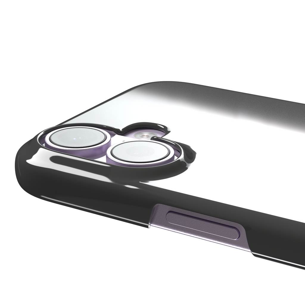 Solid medium grey phone case with clean matte finish on iPhone, phone case by Caselier — snap case, volume buttons detail