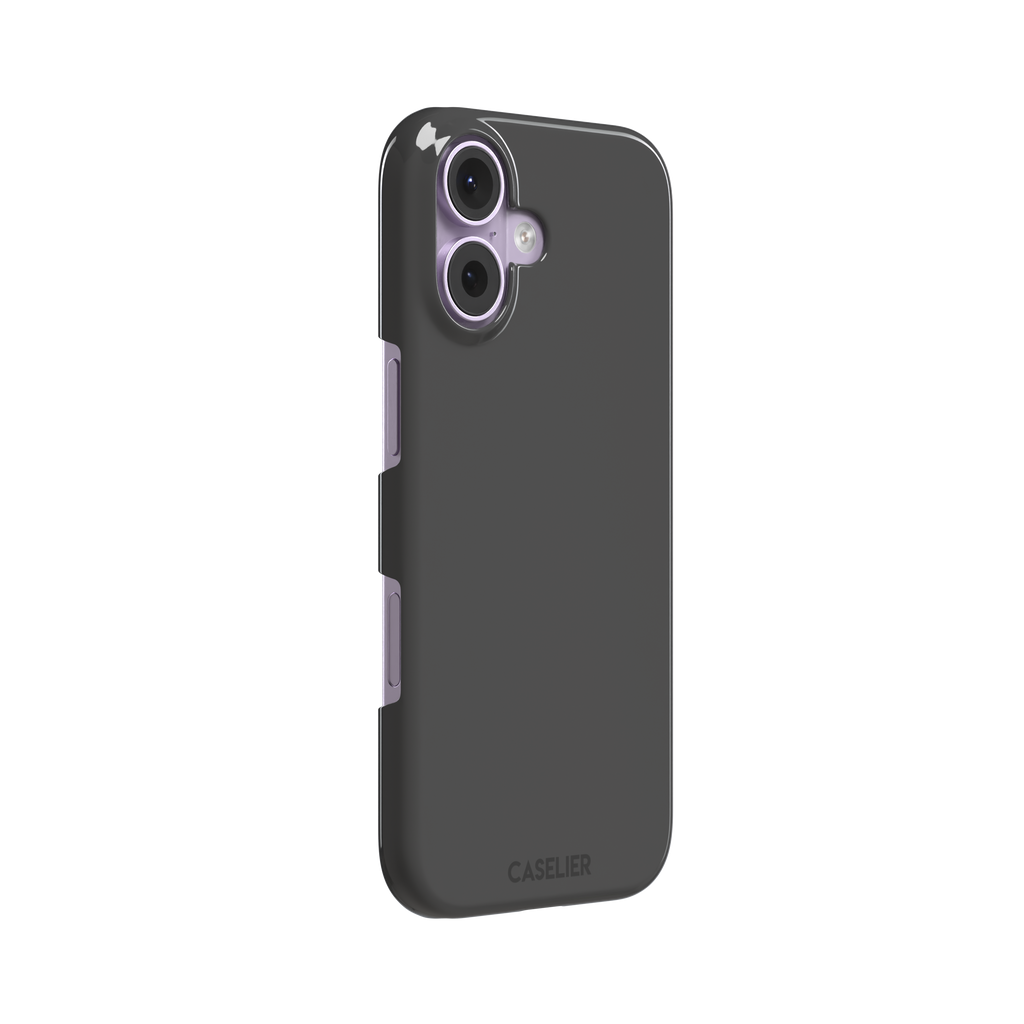 Solid medium grey phone case with clean matte finish on iPhone, phone case by Caselier — snap case, left view