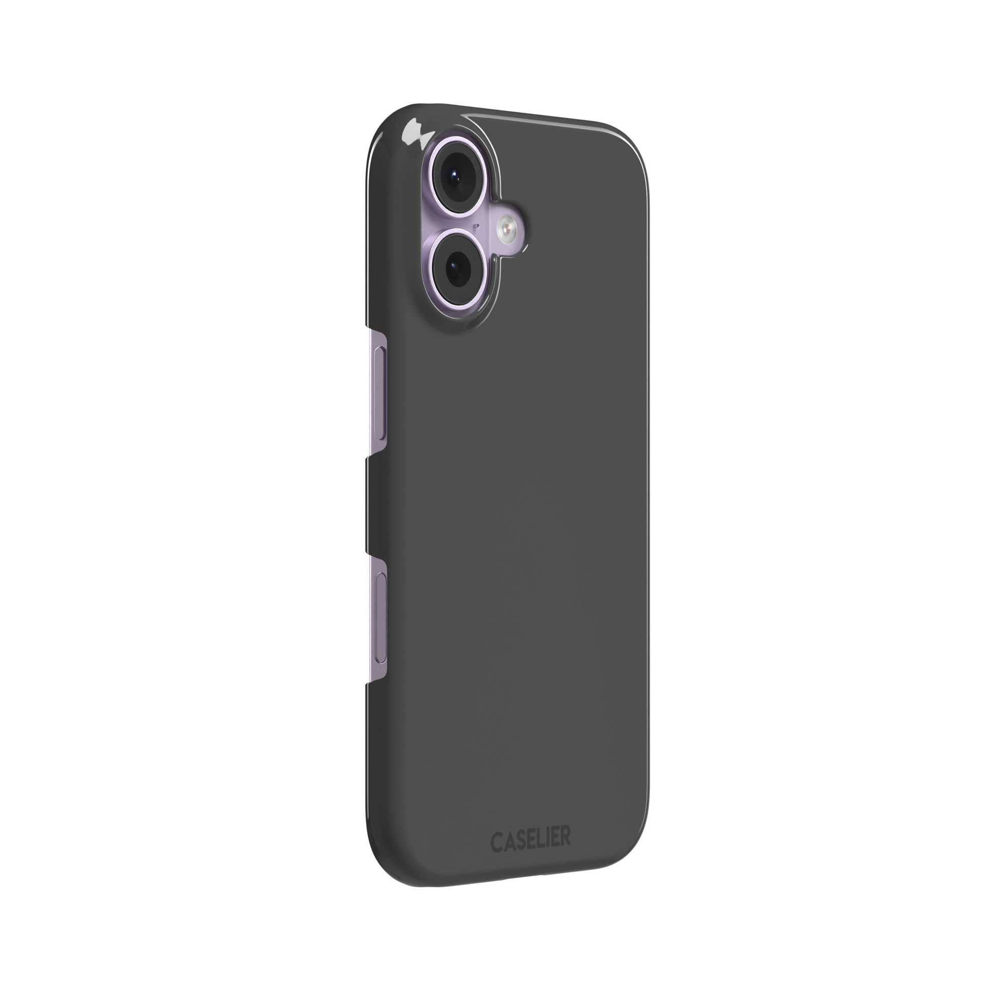 Solid medium grey phone case with clean matte finish on iPhone, phone case by Caselier — snap case, left view