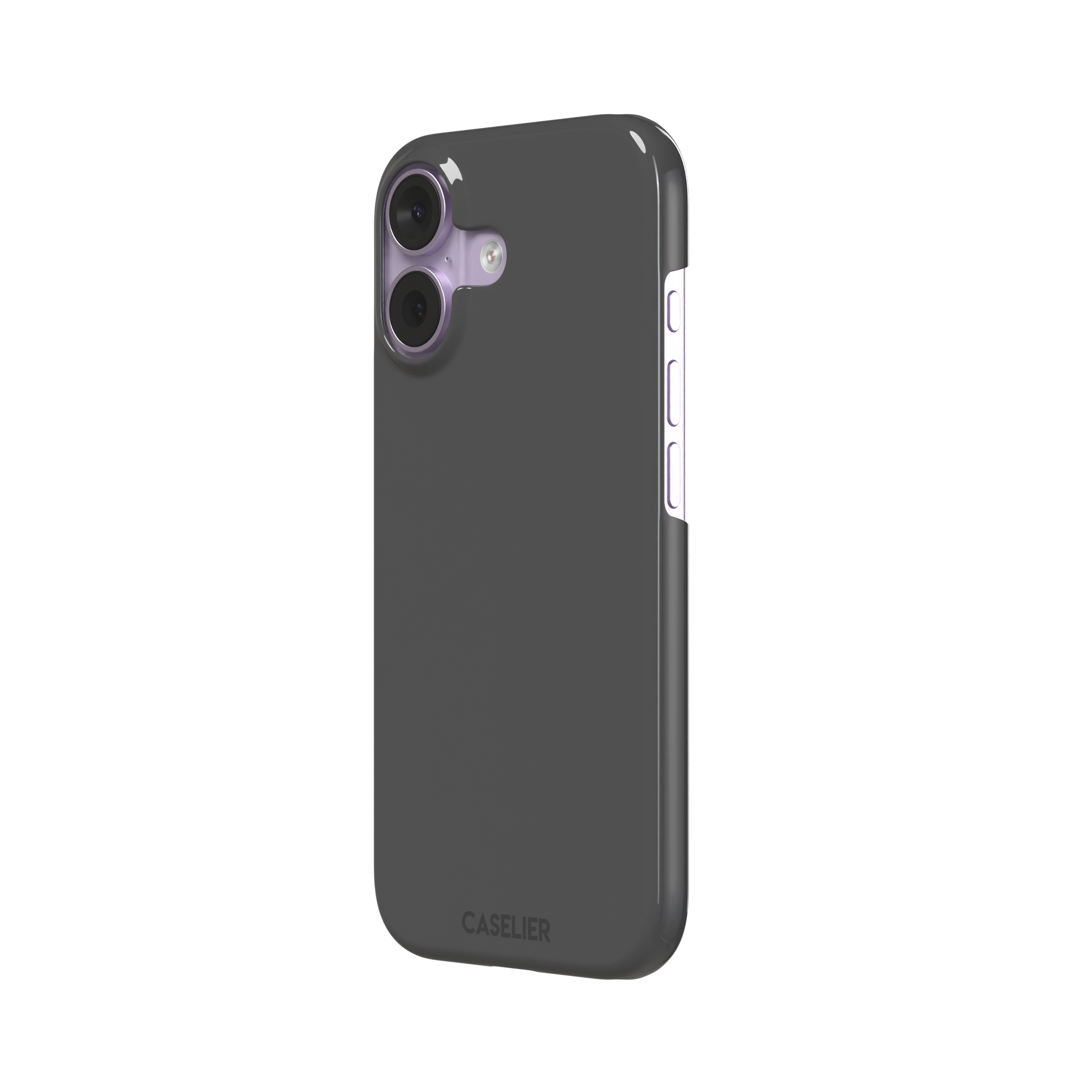Solid medium grey phone case with clean matte finish on iPhone, phone case by Caselier — snap case, right view