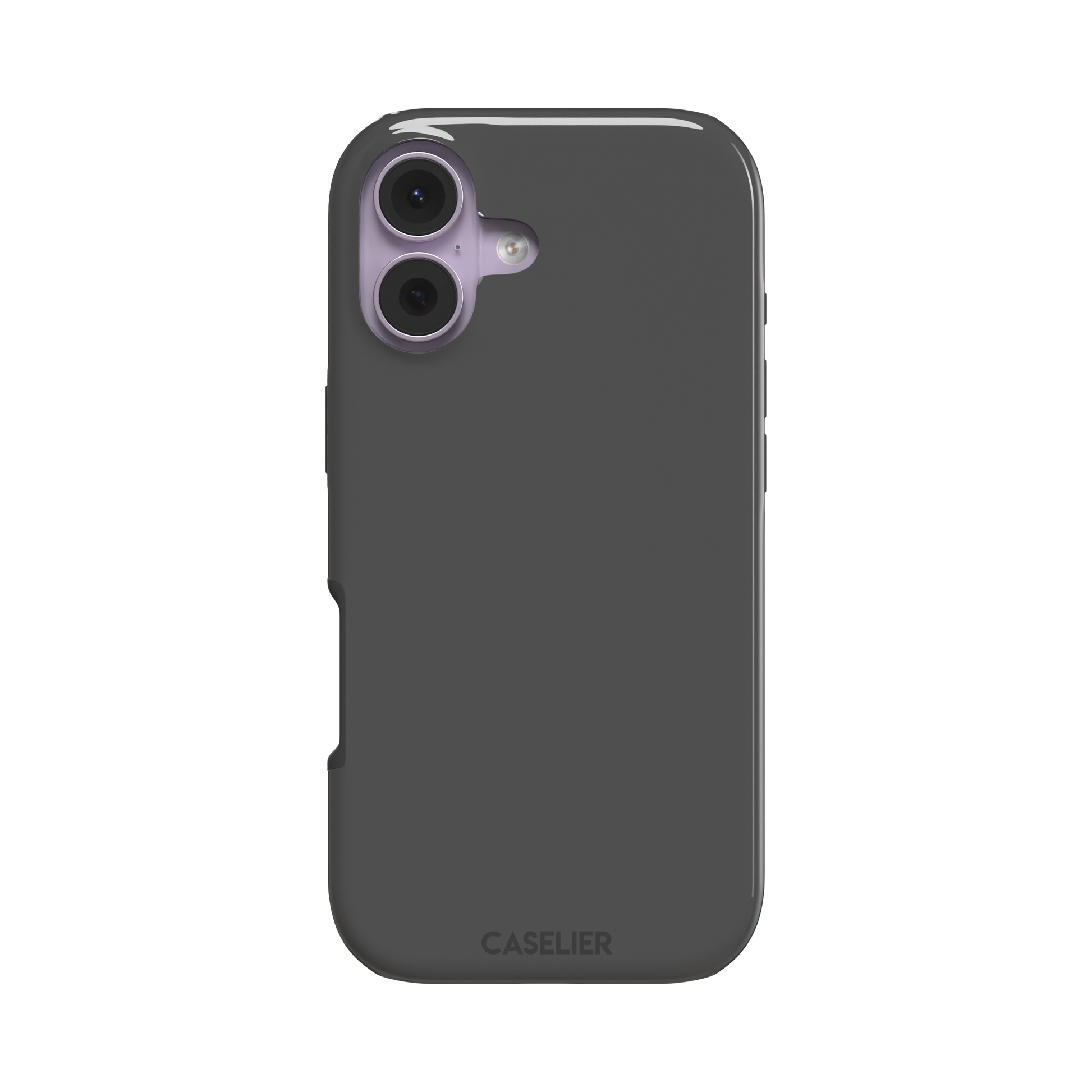 Solid medium grey phone case with clean matte finish on iPhone, phone case by Caselier — tough case, front view