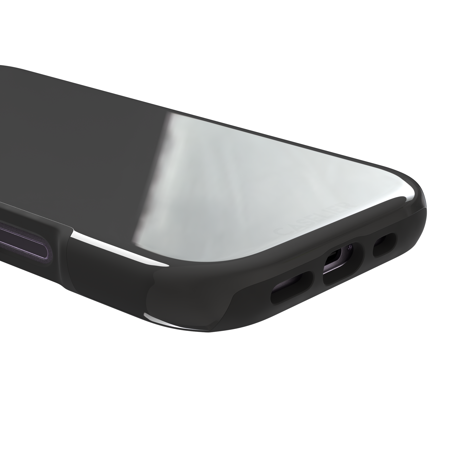 Solid medium grey phone case with clean matte finish on iPhone, phone case by Caselier — tough case, charging port detail