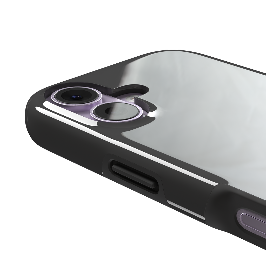 Solid medium grey phone case with clean matte finish on iPhone, phone case by Caselier — tough case, volume buttons detail