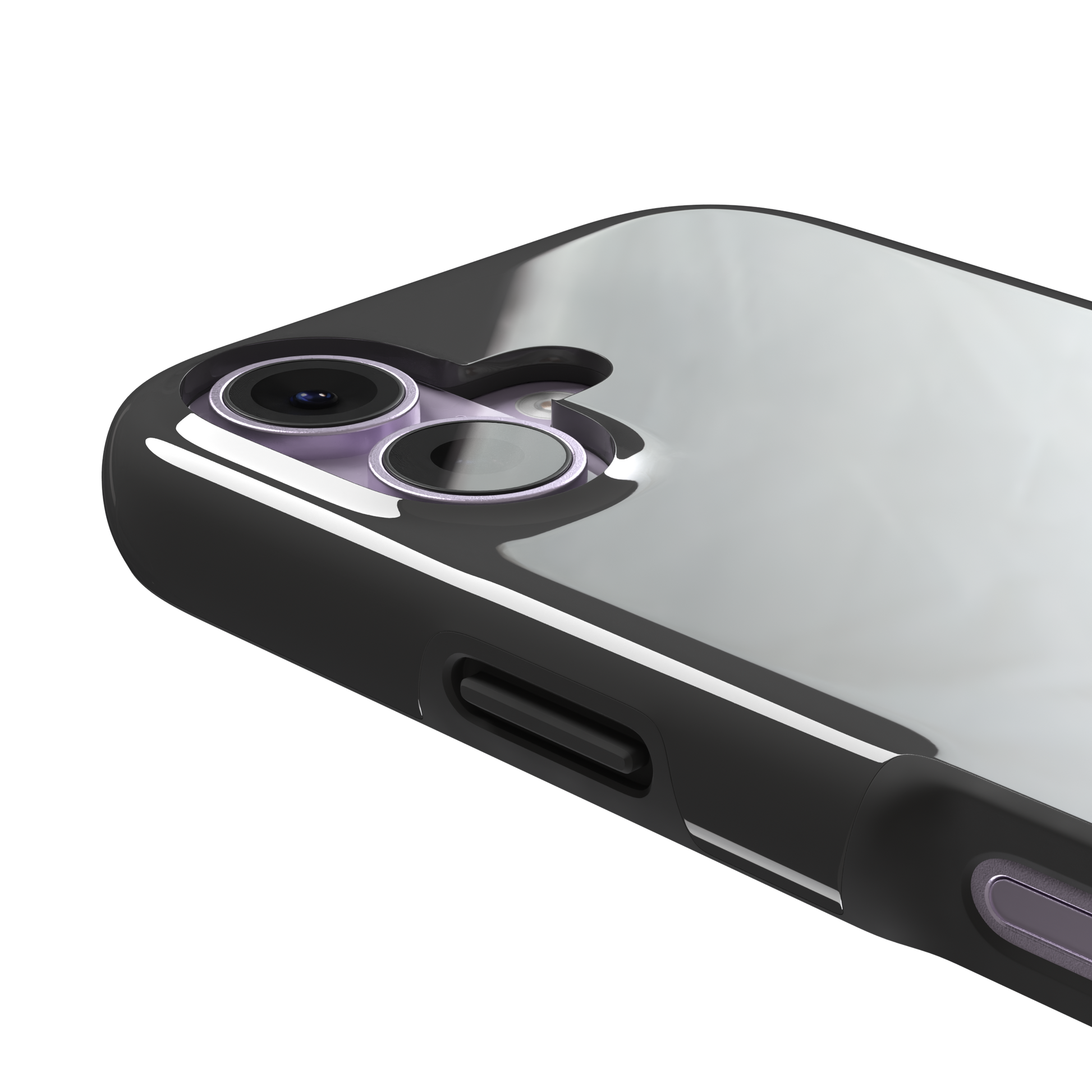 Solid medium grey phone case with clean matte finish on iPhone, phone case by Caselier — tough case, volume buttons detail
