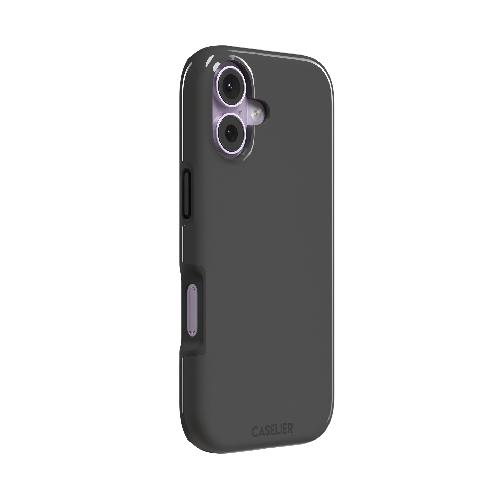 Solid medium grey phone case with clean matte finish on iPhone, phone case by Caselier — tough case, left view