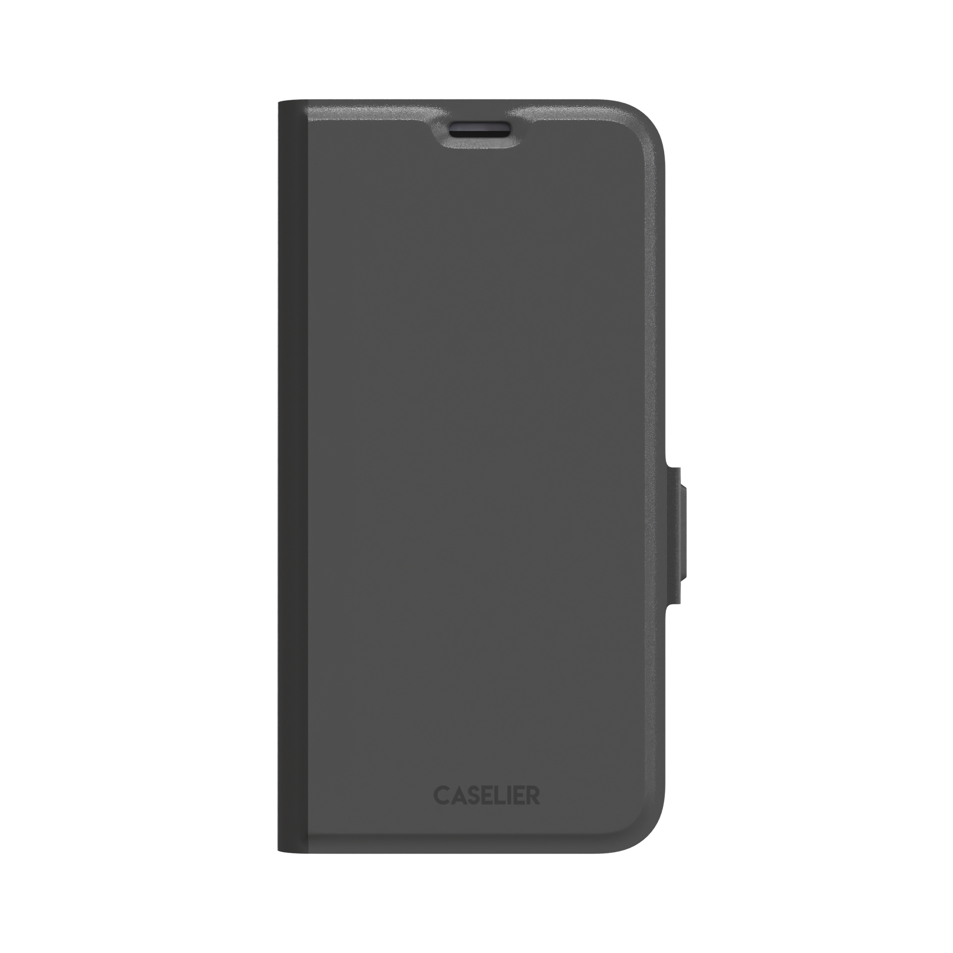 Solid medium grey phone case with clean matte finish on iPhone, phone case by Caselier — wallet case, front view