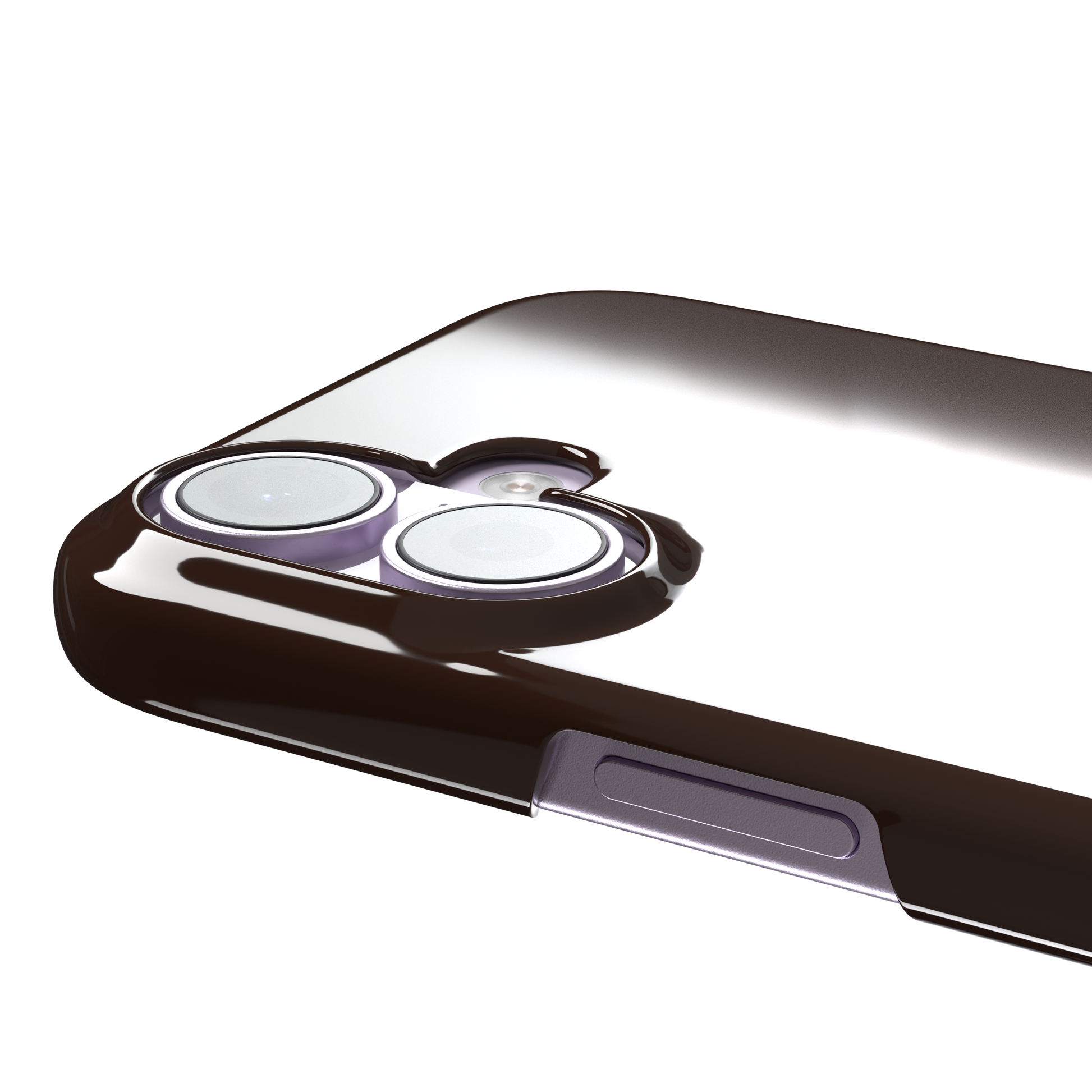 Solid deep dark brown phone case with minimal matte finish on iPhone, phone case by Caselier — snap case, volume buttons detail