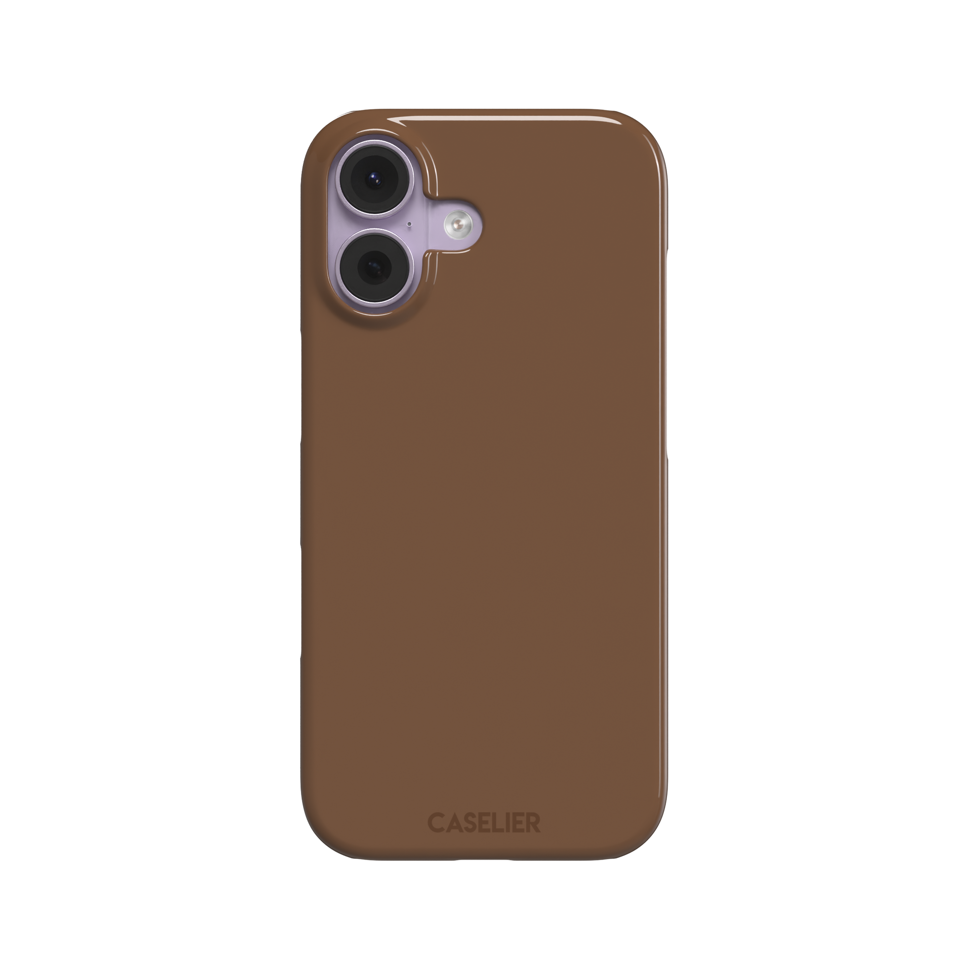 Solid medium brown phone case with smooth matte finish on iPhone, phone case by Caselier — snap case, front view