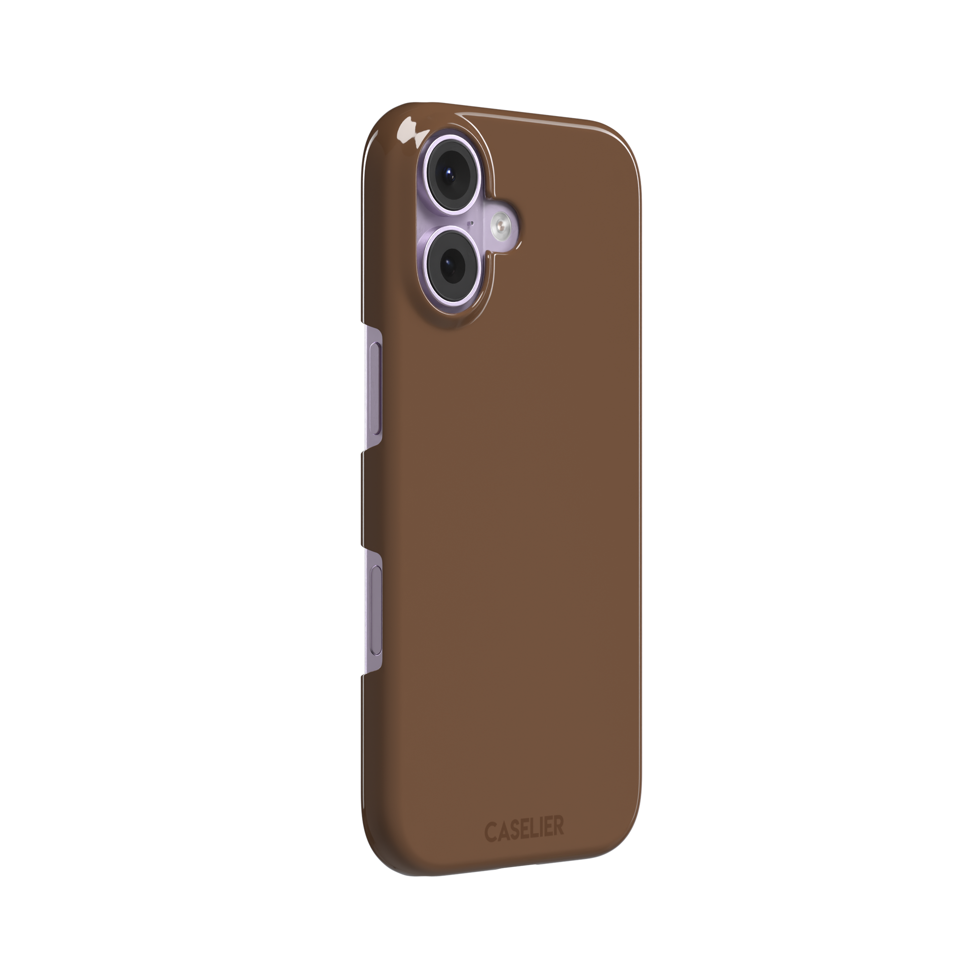 Solid medium brown phone case with smooth matte finish on iPhone, phone case by Caselier — snap case, left view