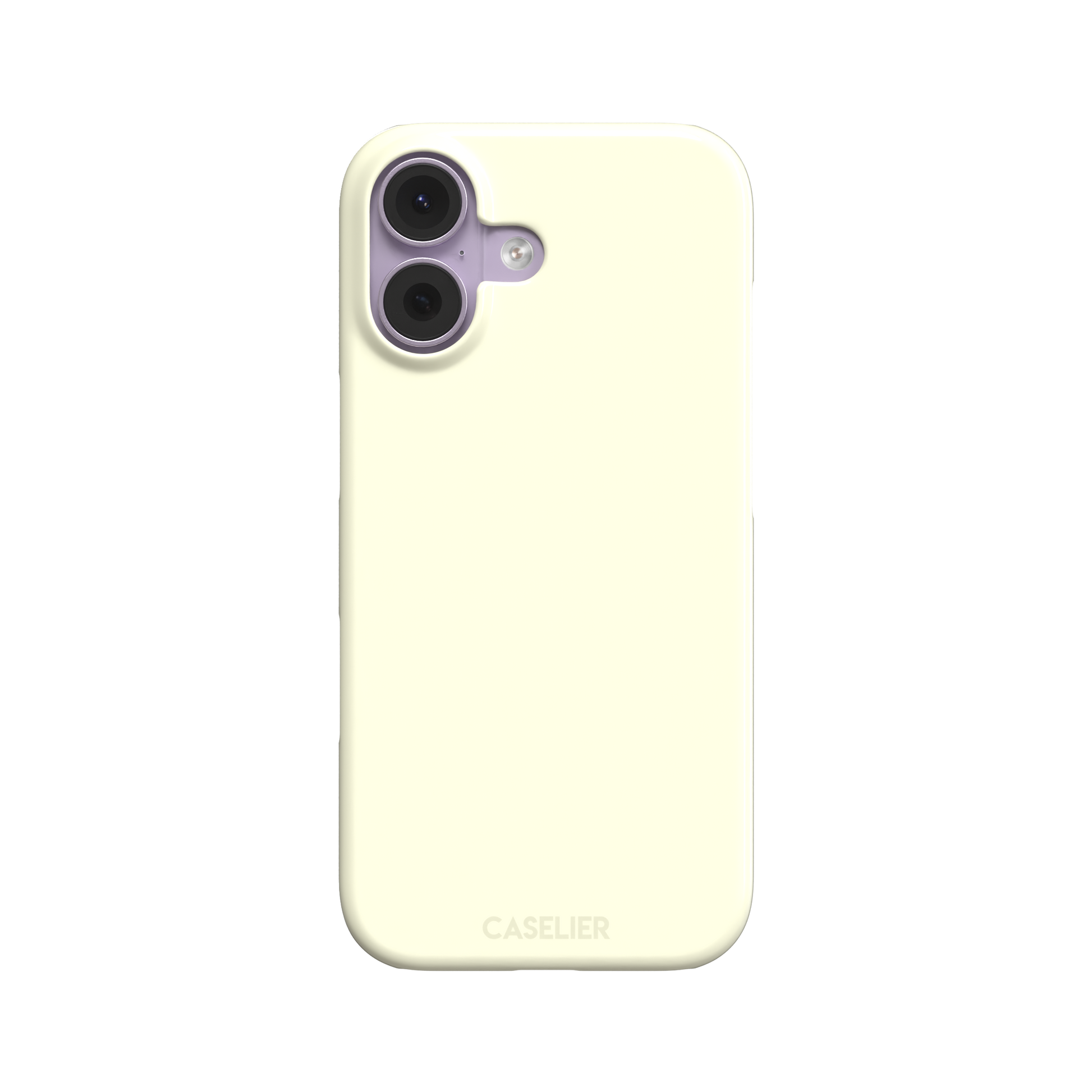 Solid pale lemon yellow phone case with soft matte finish on iPhone, phone case by Caselier — snap case, front view