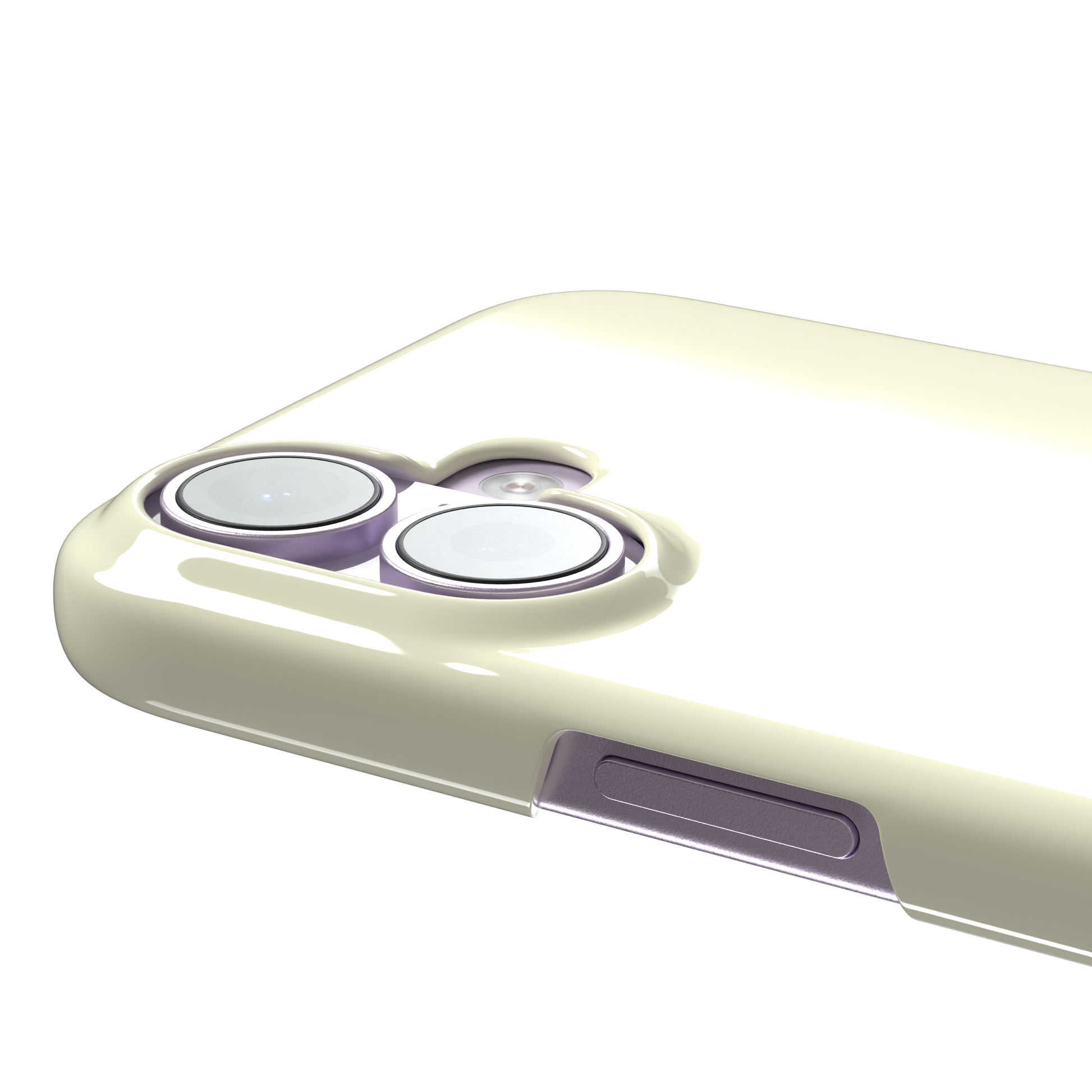 Solid pale lemon yellow phone case with soft matte finish on iPhone, phone case by Caselier — snap case, volume buttons detail