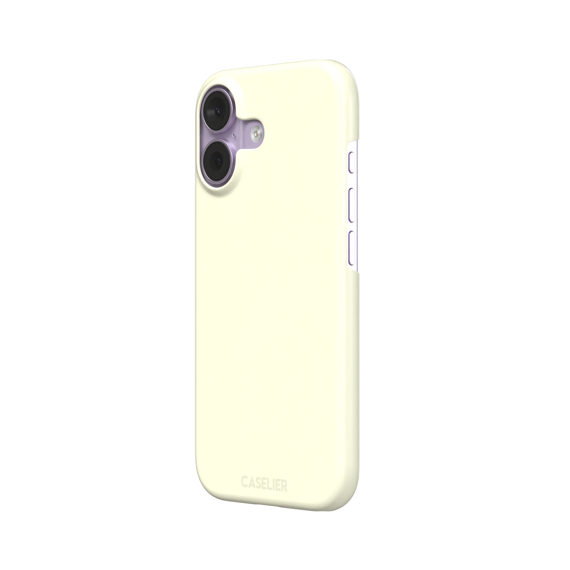 Solid pale lemon yellow phone case with soft matte finish on iPhone, phone case by Caselier — snap case, right view