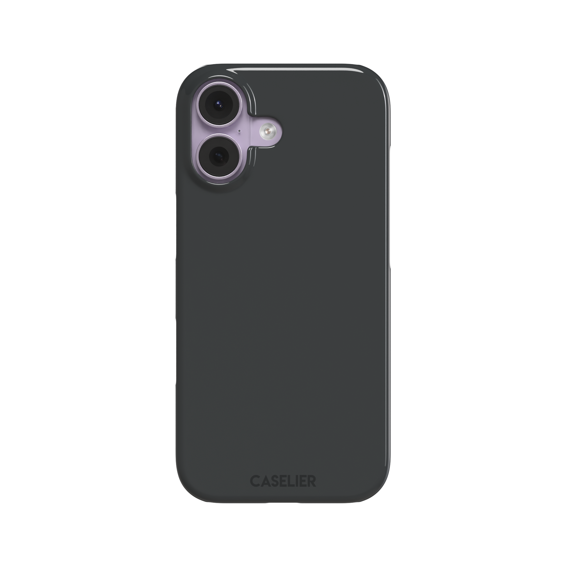 Solid dark charcoal phone case with smooth matte finish on iPhone, phone case by Caselier — snap case, front view