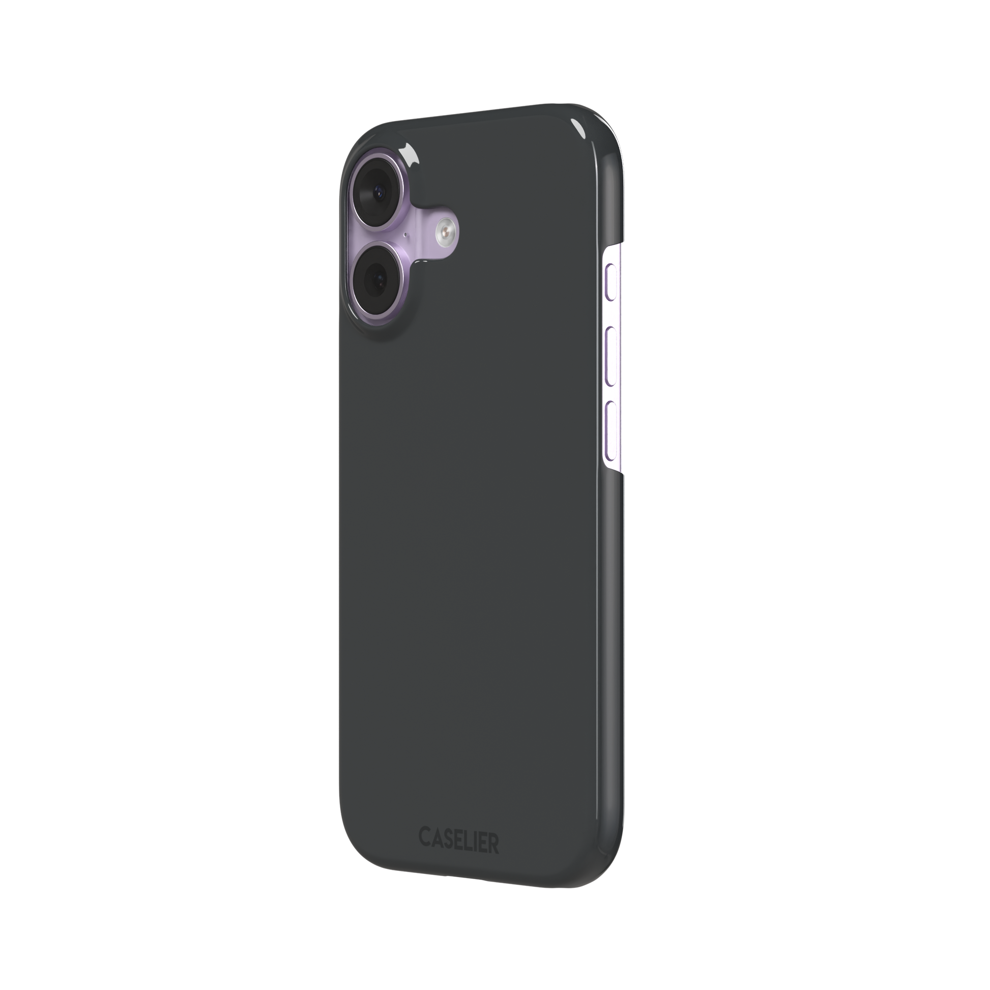 Solid dark charcoal phone case with smooth matte finish on iPhone, phone case by Caselier — snap case, right view