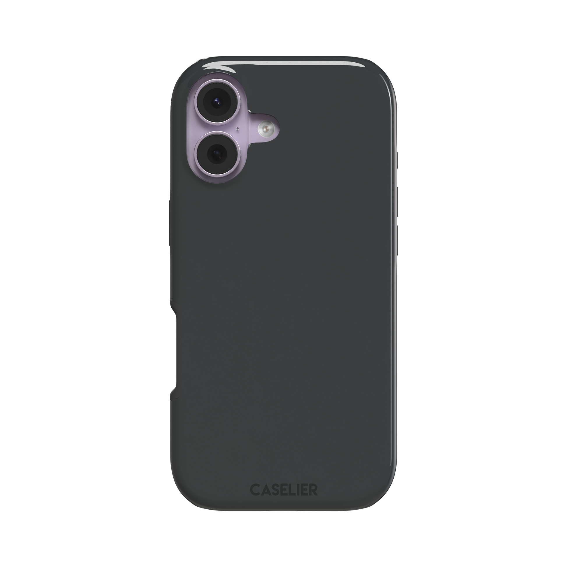 Solid dark charcoal phone case with smooth matte finish on iPhone, phone case by Caselier — tough case, front view